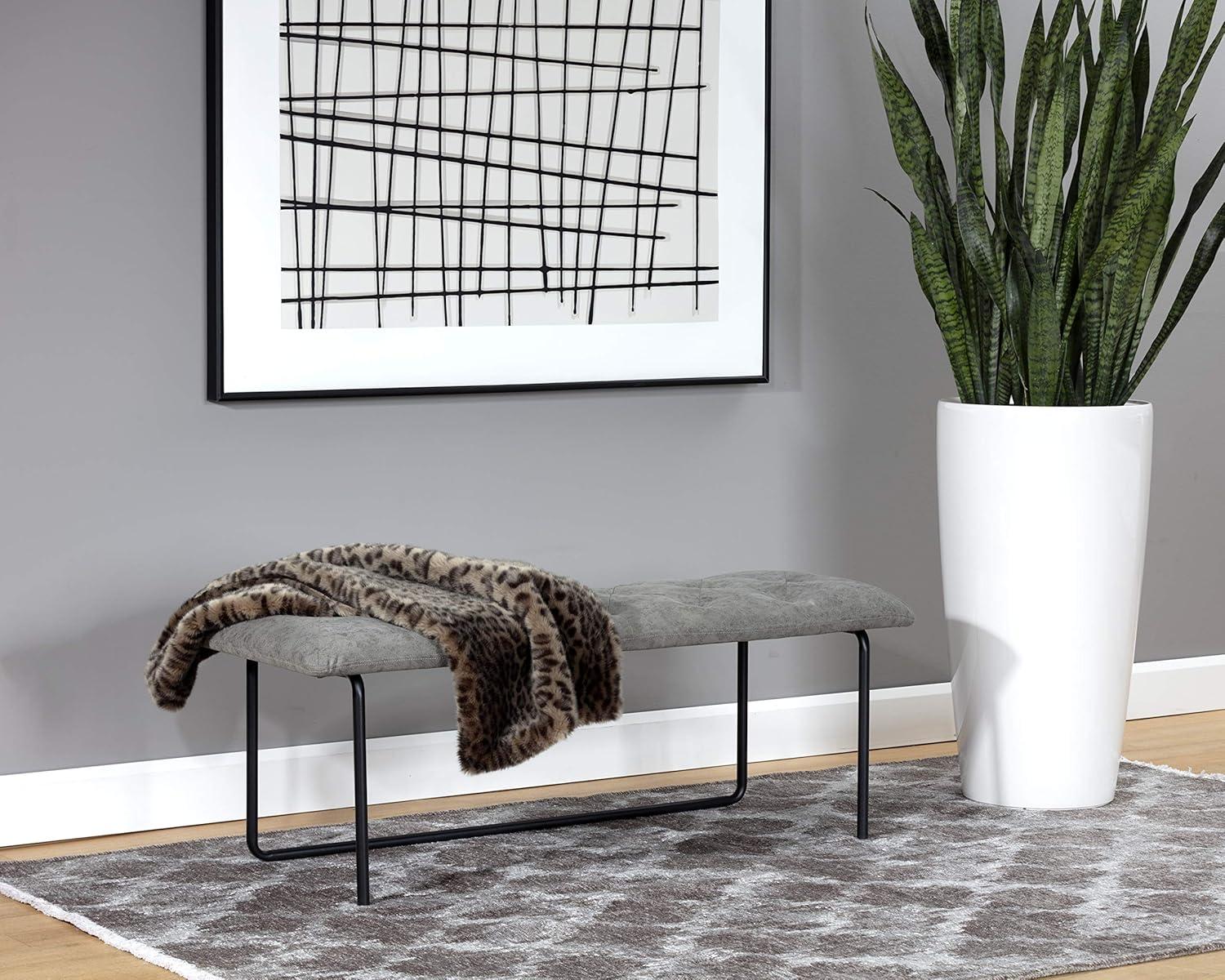 Aria Urban Charm Light Gray and Black Ottoman Bench