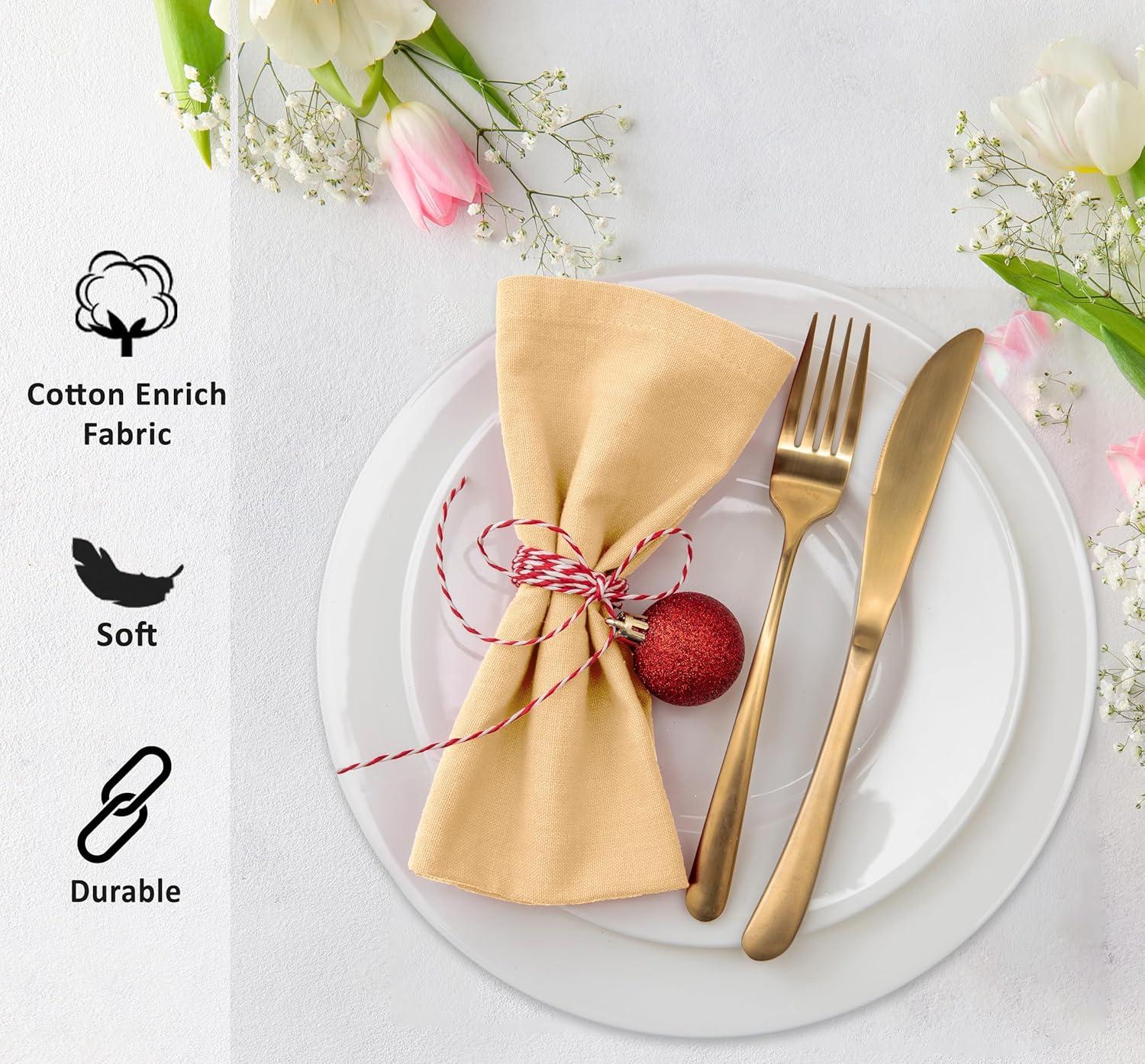 Ruvanti Poly Cotton Enrich Twill Cloth Napkins (Set of 12)