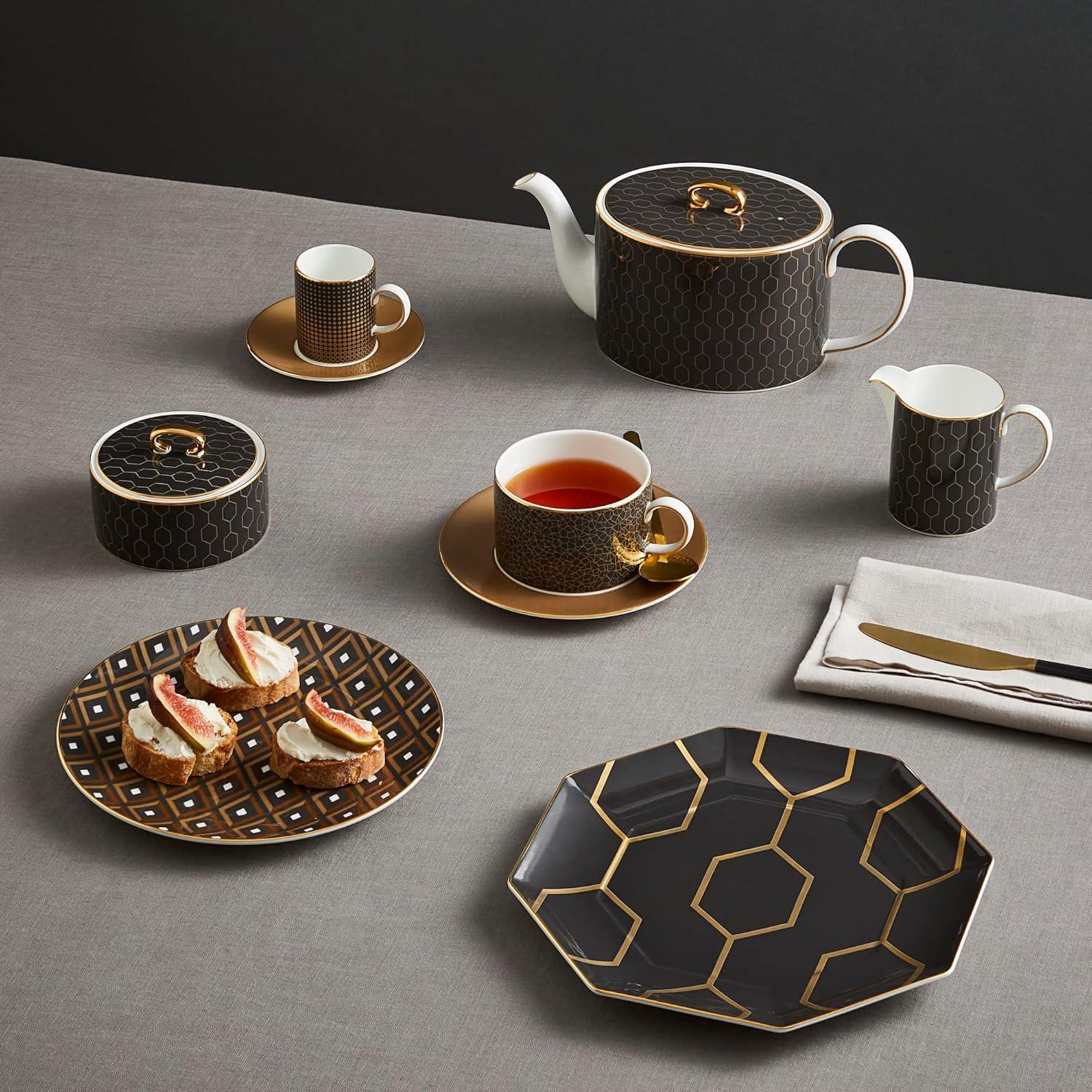 Gio Gold Geometric Pattern Teacup & Saucer Set of 4