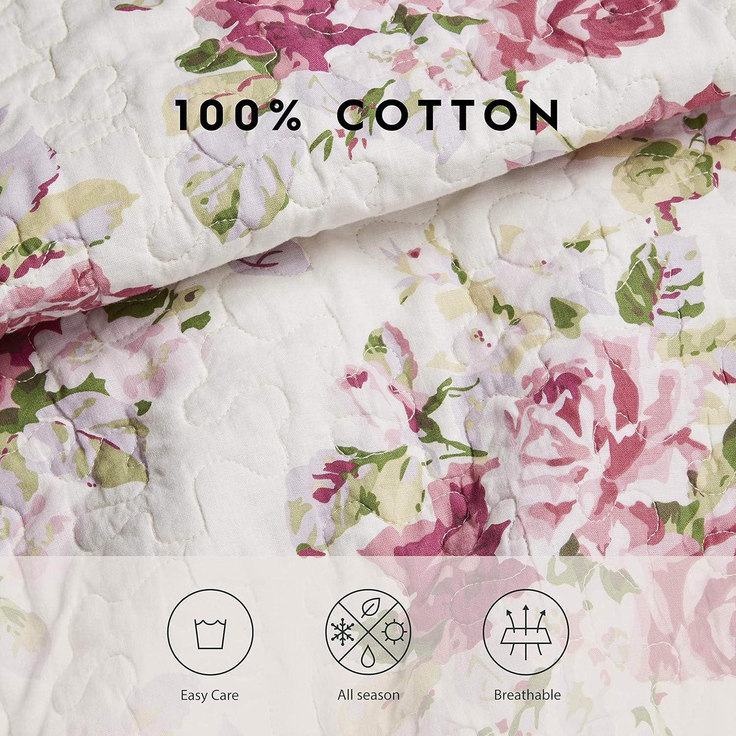 Laura Ashley Laura Ashley Lidia Cotton Reversible Pink Quilt Set