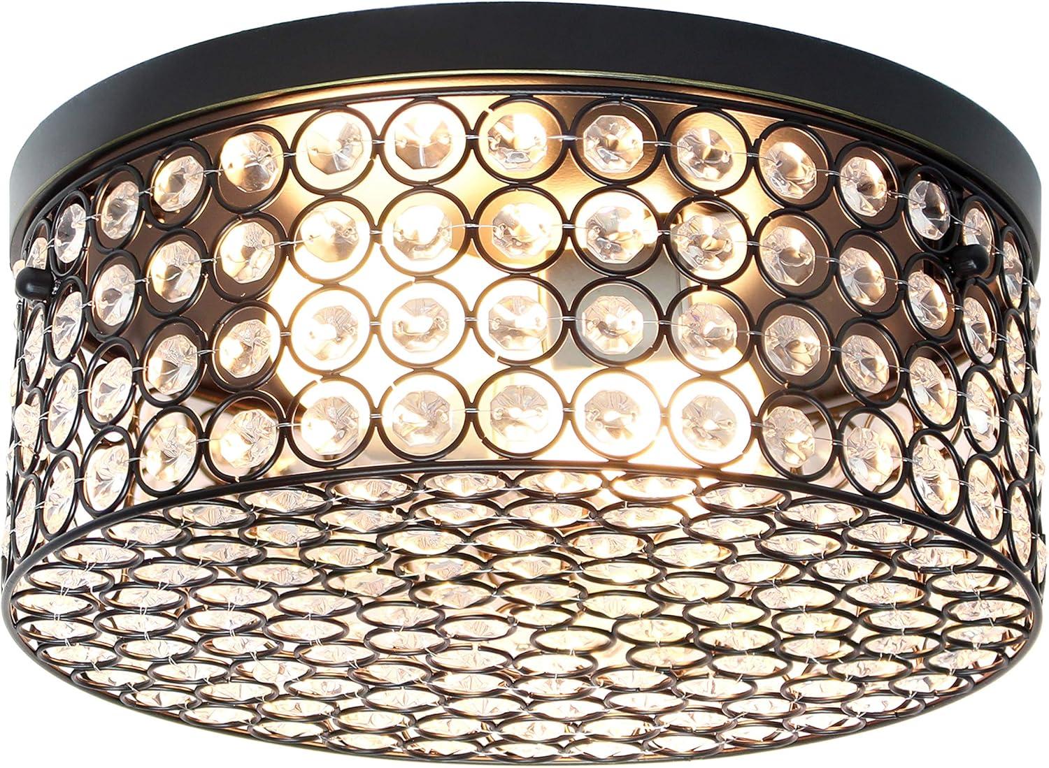 12" Elipse Round Crystal Flush Mount Ceiling Light - Elegant Designs