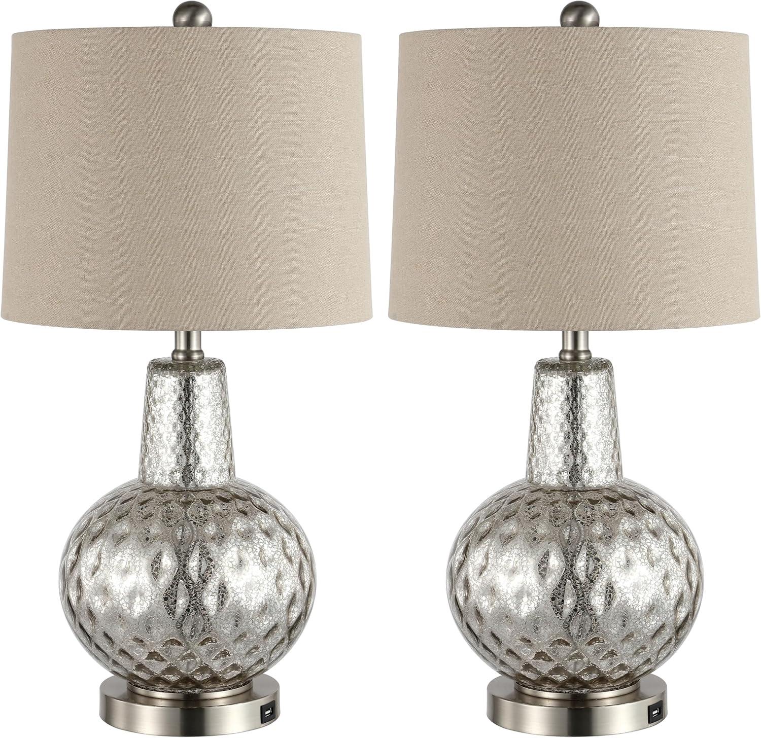 Atlas Table Lamp W/ USB Port - 23.5 Inch Height - TBL4201 - Mercury - Safavieh