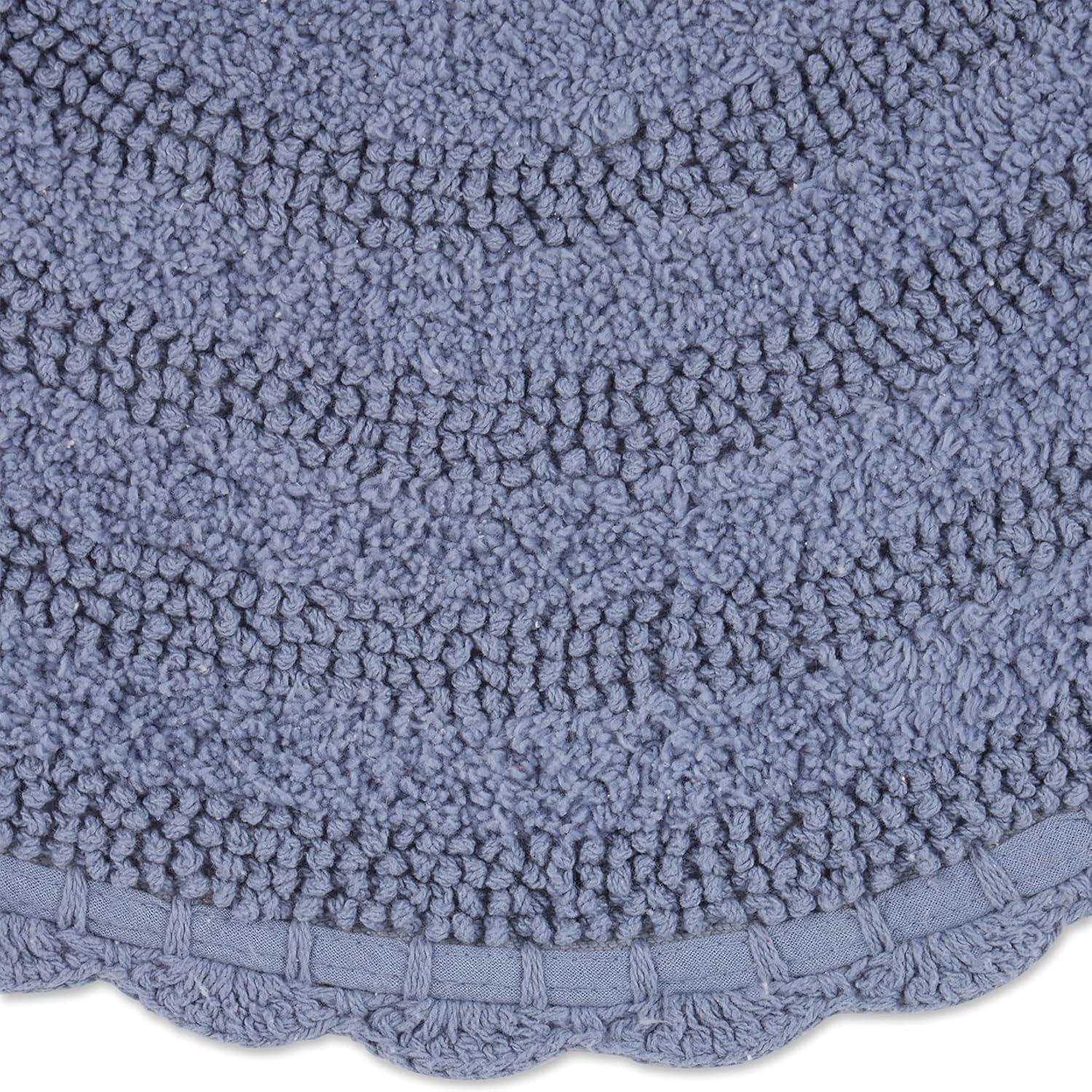 Stonewash Blue Round Crochet Bath Mat