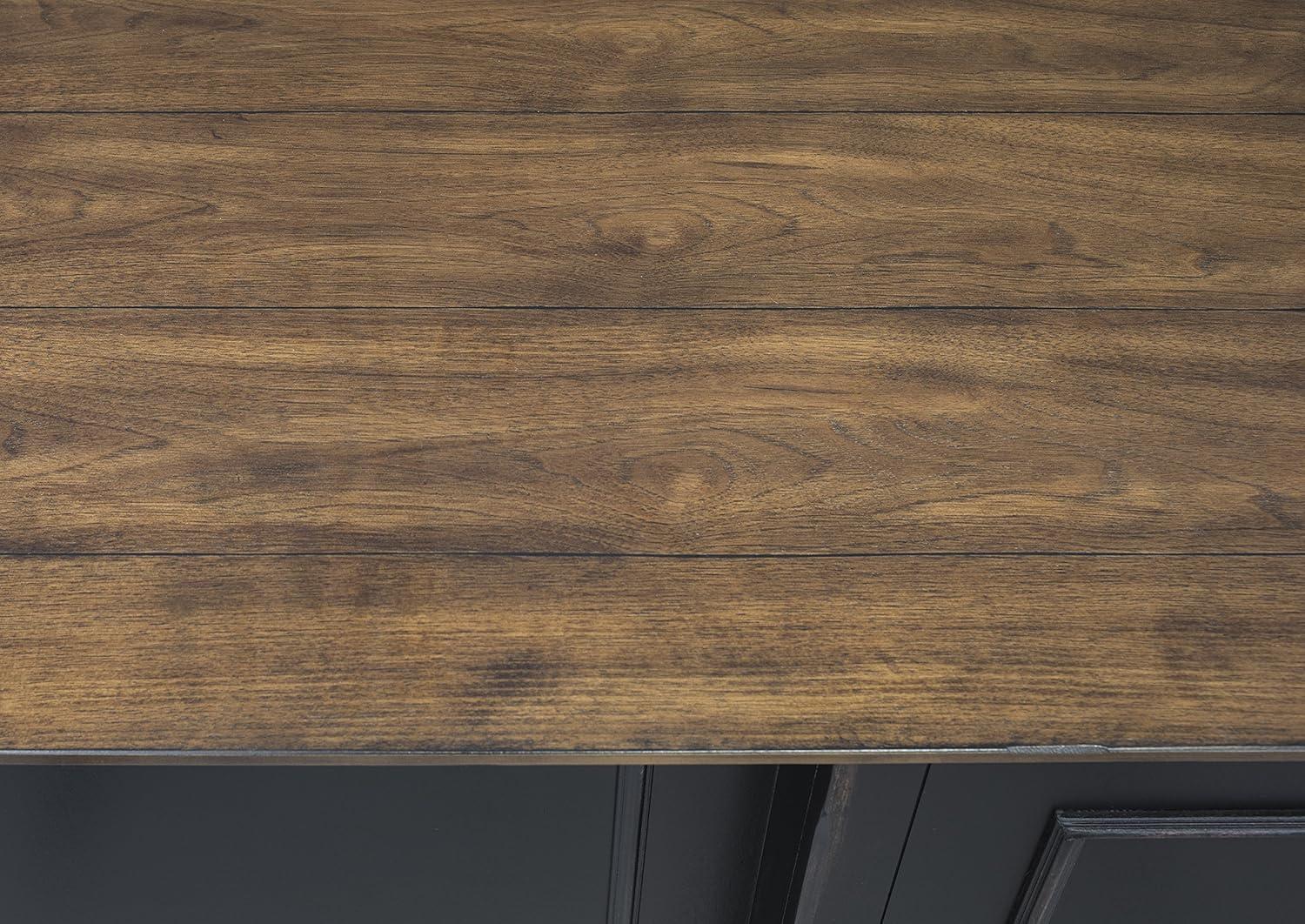 Hartford Executive Home Office Desk with Hutch, Black and Brown