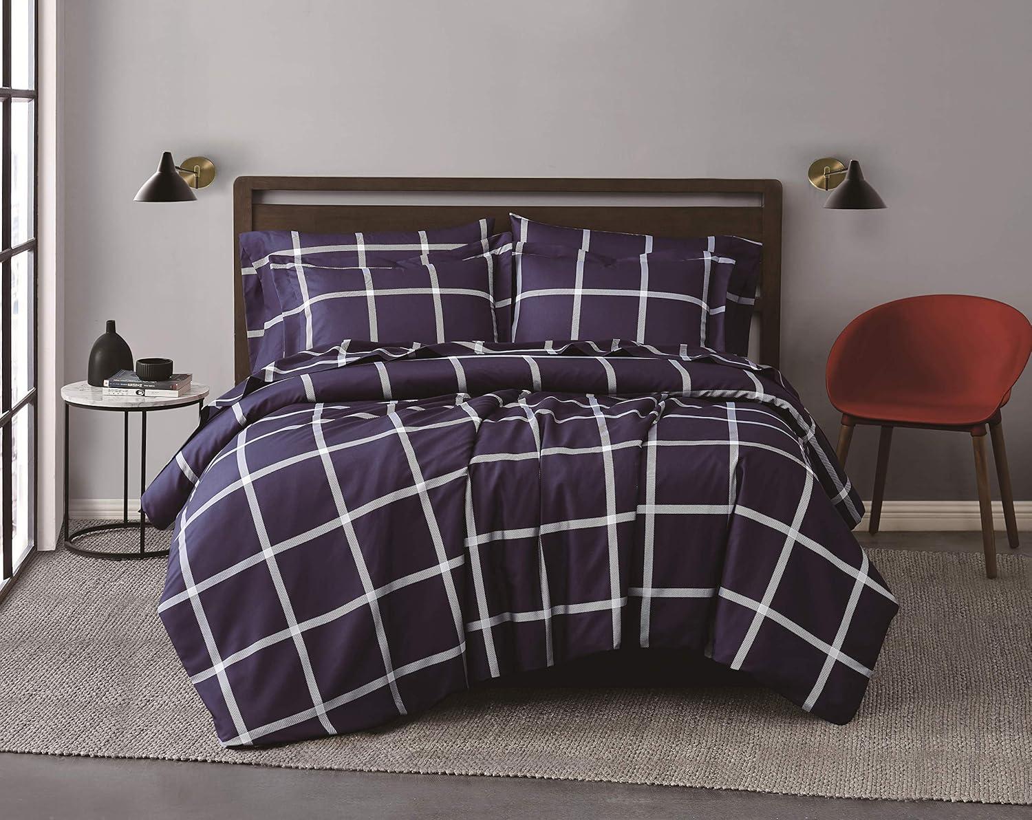 Printed Windowpane Duvet Cover Set - Truly Soft