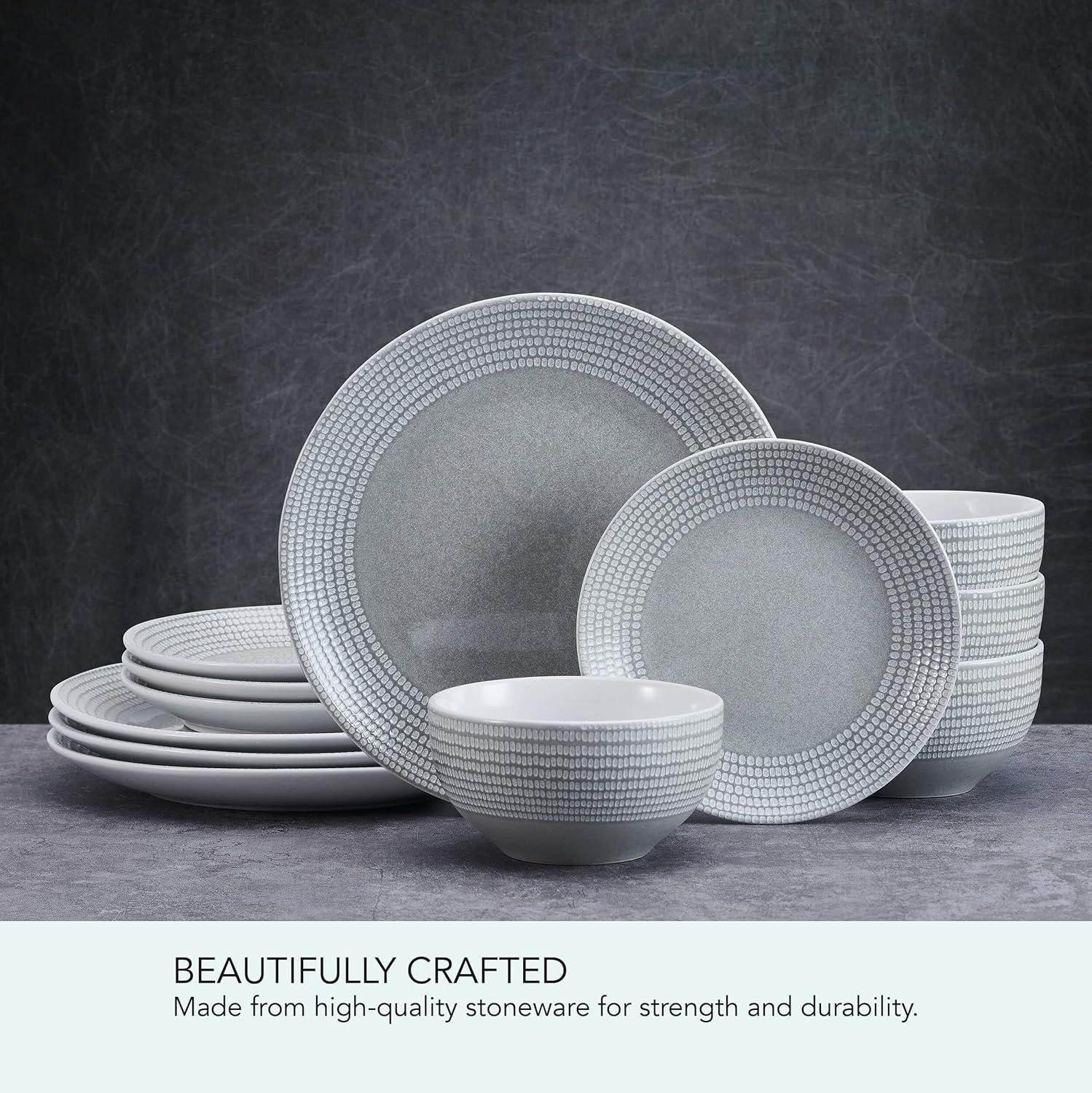 Pfaltzgraff Felicity 12 Piece Stoneware Dinnerware Set Gray