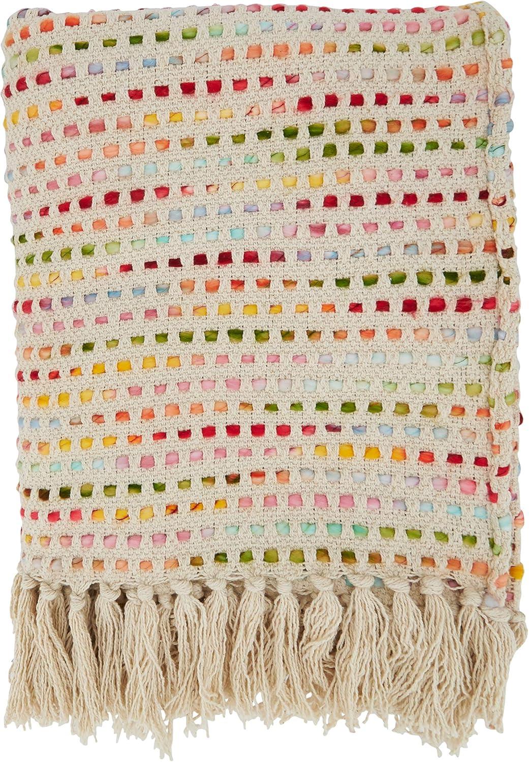 Saro Lifestyle Tasseled Throw With Confetti Design