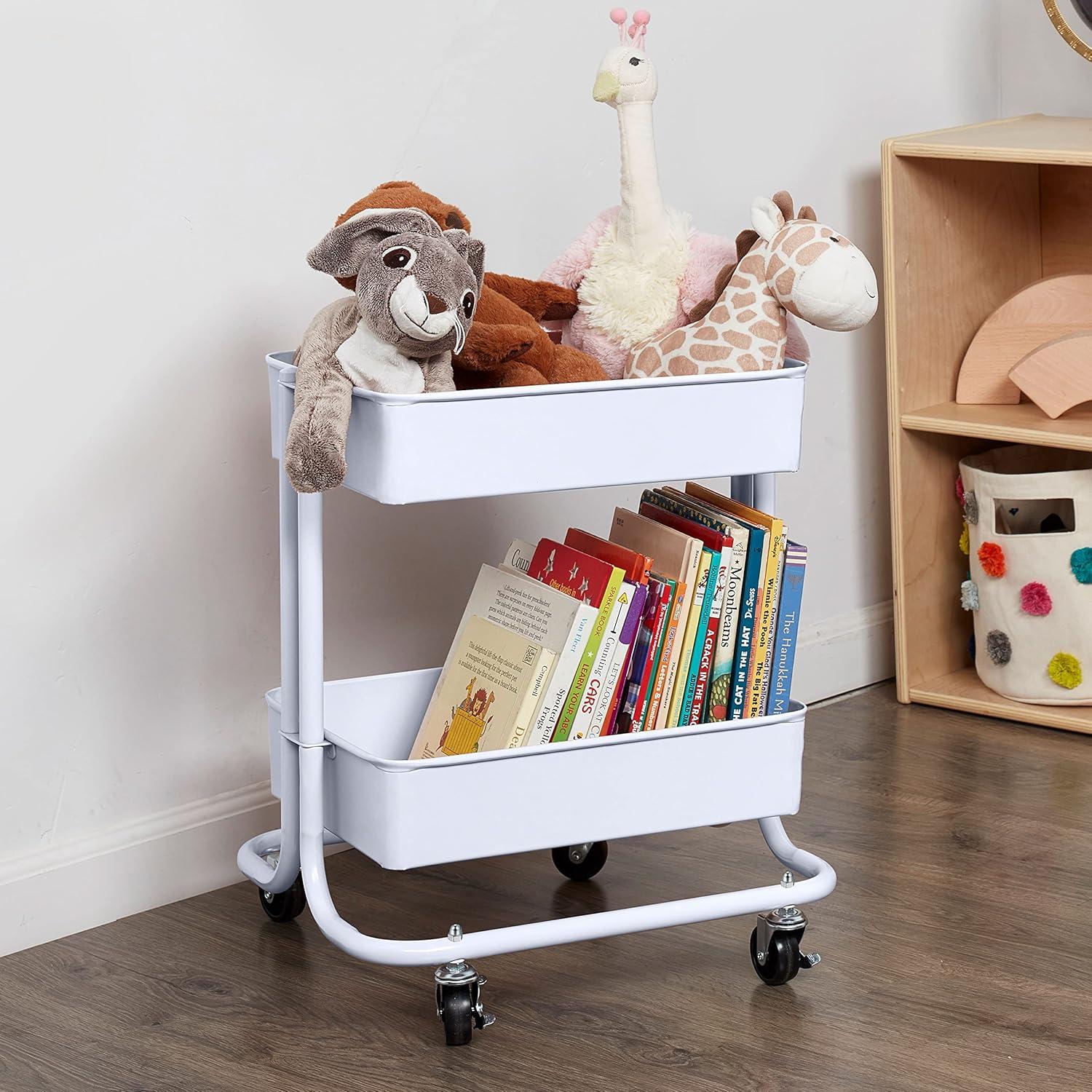 ECR4Kids 2-Tier Rolling Utility Cart, Multipurpose Storage