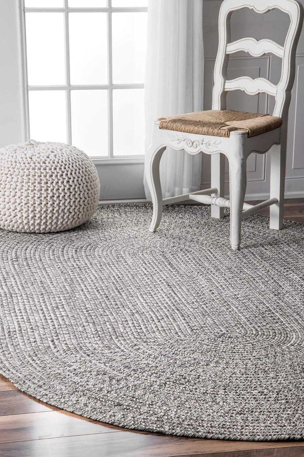 nuLOOM Wynn Braided Indoor/Outdoor Salt And Pepper 8' Casual Square Rug