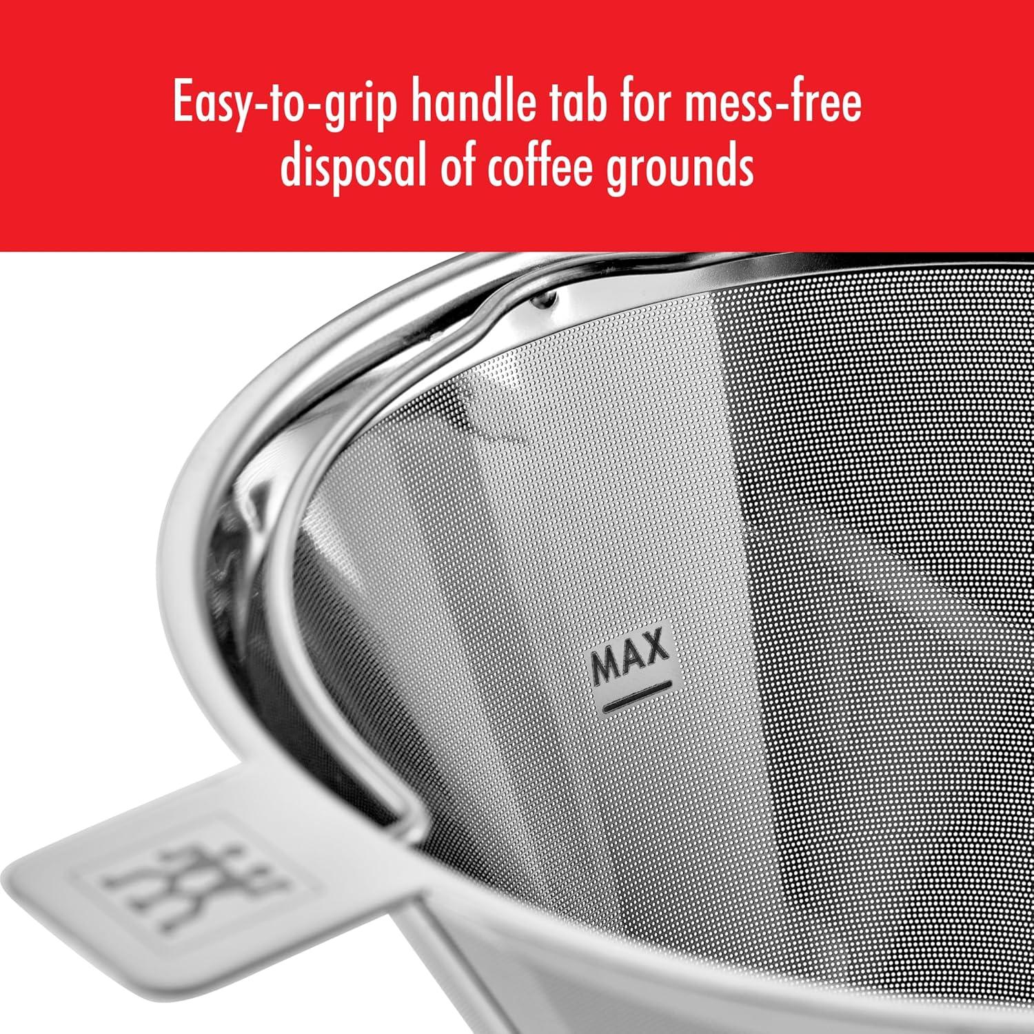 ZWILLING Enfinigy Drip Coffee Maker Stainless Steel Permanent Filter