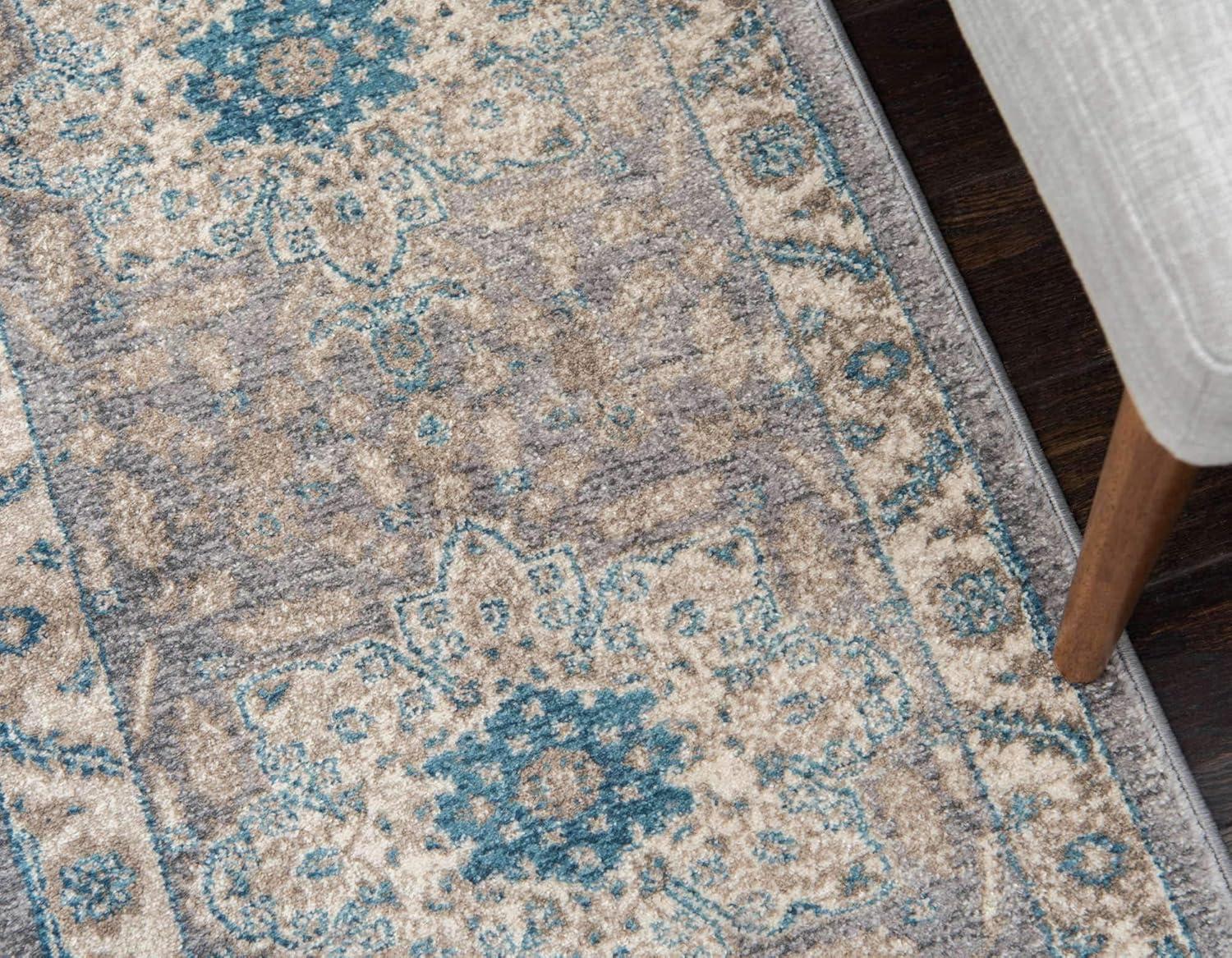 Unique Loom 2' 7 x 10' 0 Runner Gray Salzburg Altstadt Area Rug