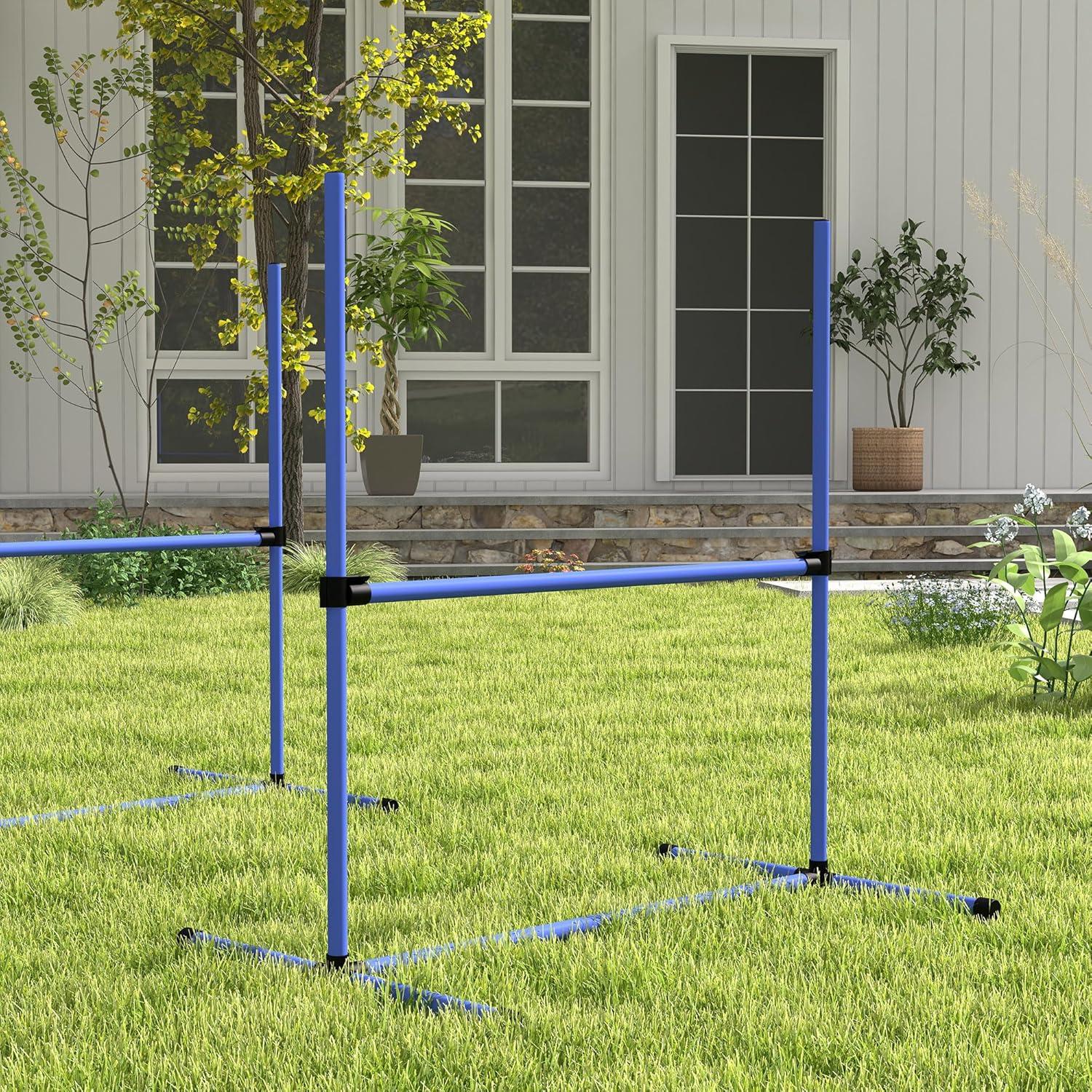 PawHut Dog Agility Starter Kit with Adjustable Height Jump Bars, Included Carry Bag, & Displacing Top Bar