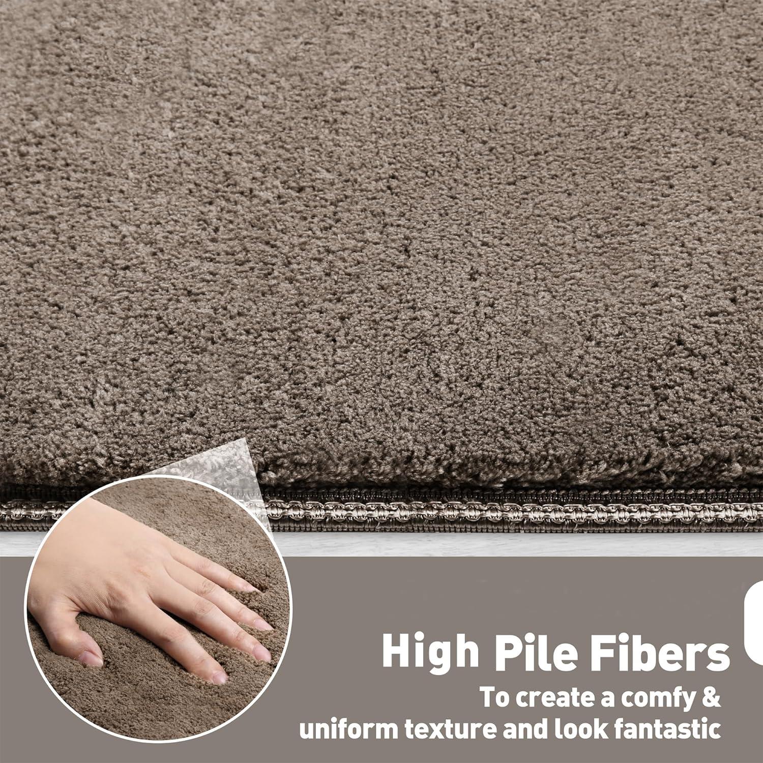 Soft Plush Brown 9.5 in. x 30 in. x 1.2 in. Bullnose Indoor Stair Tread Cover Tape Free Non-slip Carpet Set of 14