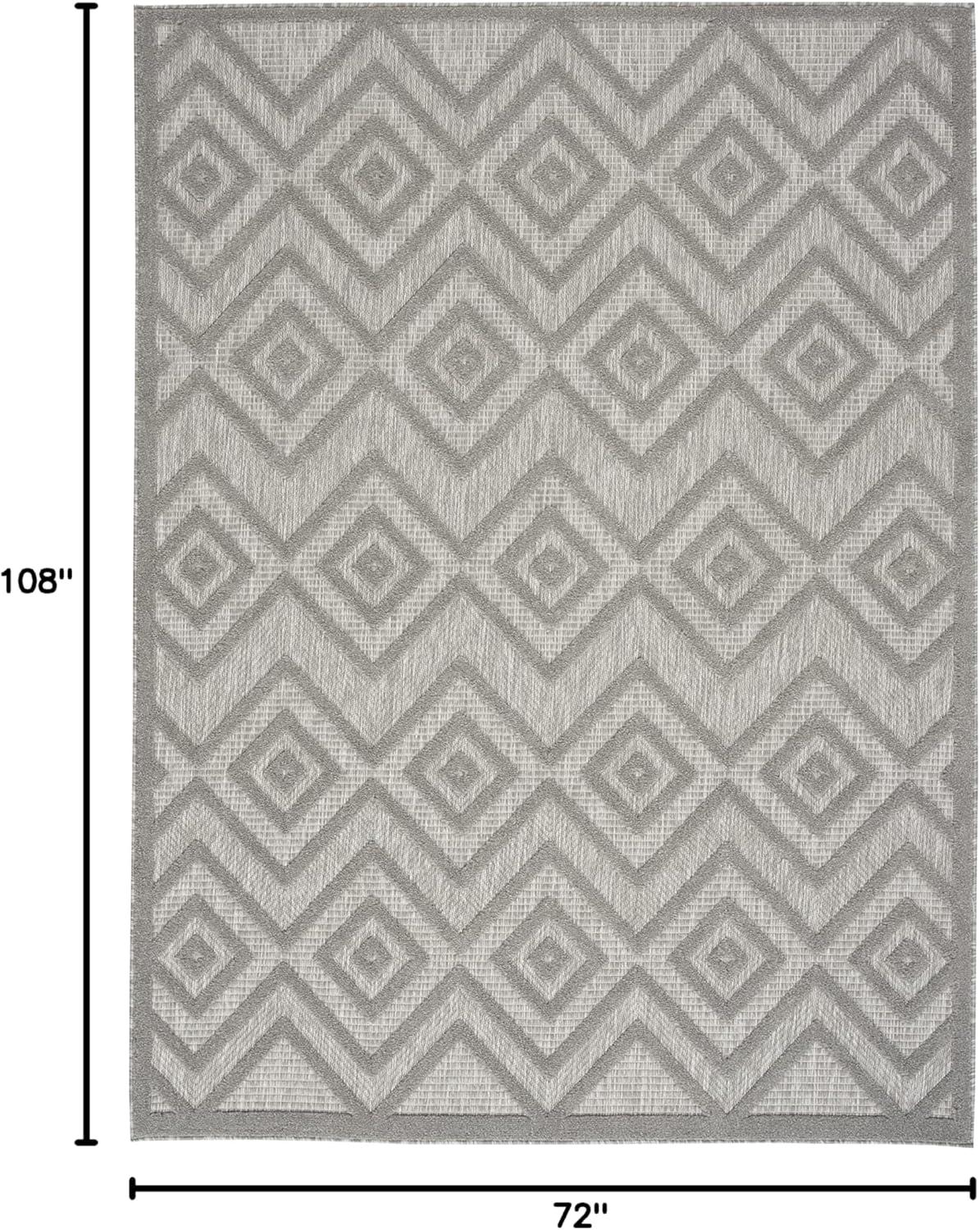 Nourison Versatile Diamond Geometric Flatweave Indoor Outdoor Area Rug Silver Grey 6' x 9'