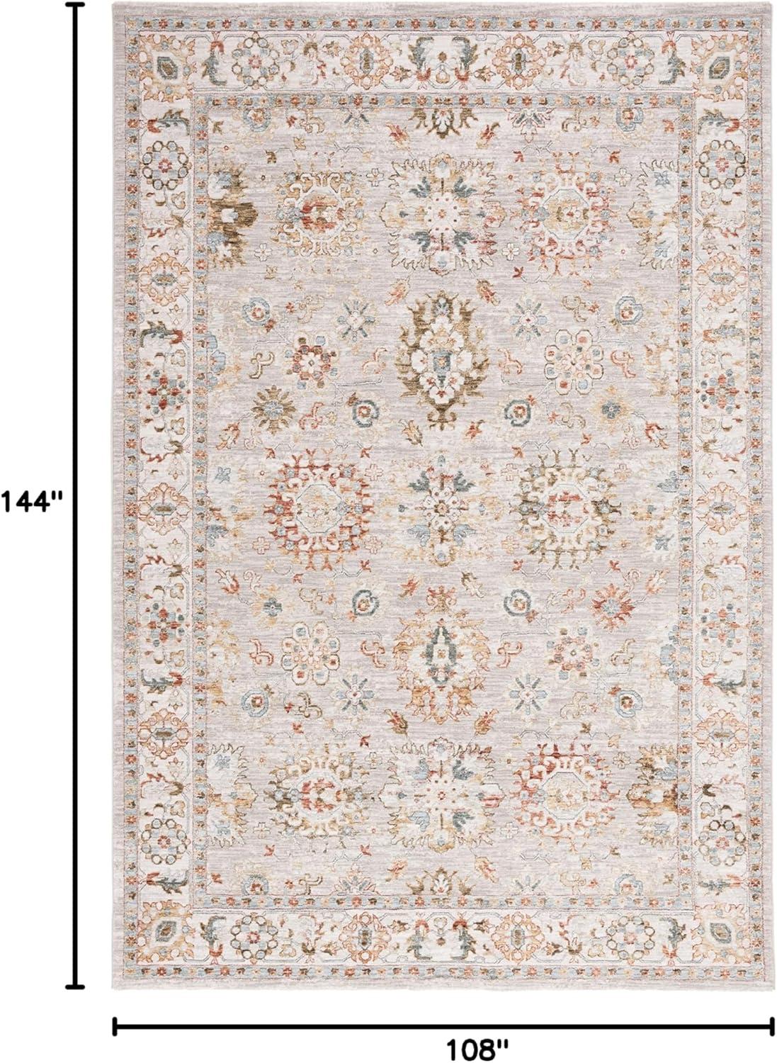 Hamilton Grey and Rust 9' x 12' Stain-Resistant Synthetic Area Rug