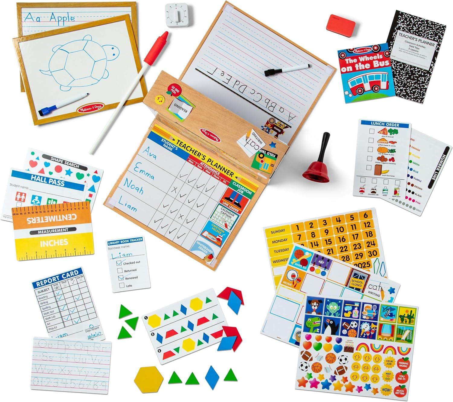 Melissa & Doug School Time! Classroom Play Set Game - Be Teacher or Student - FSC Certified