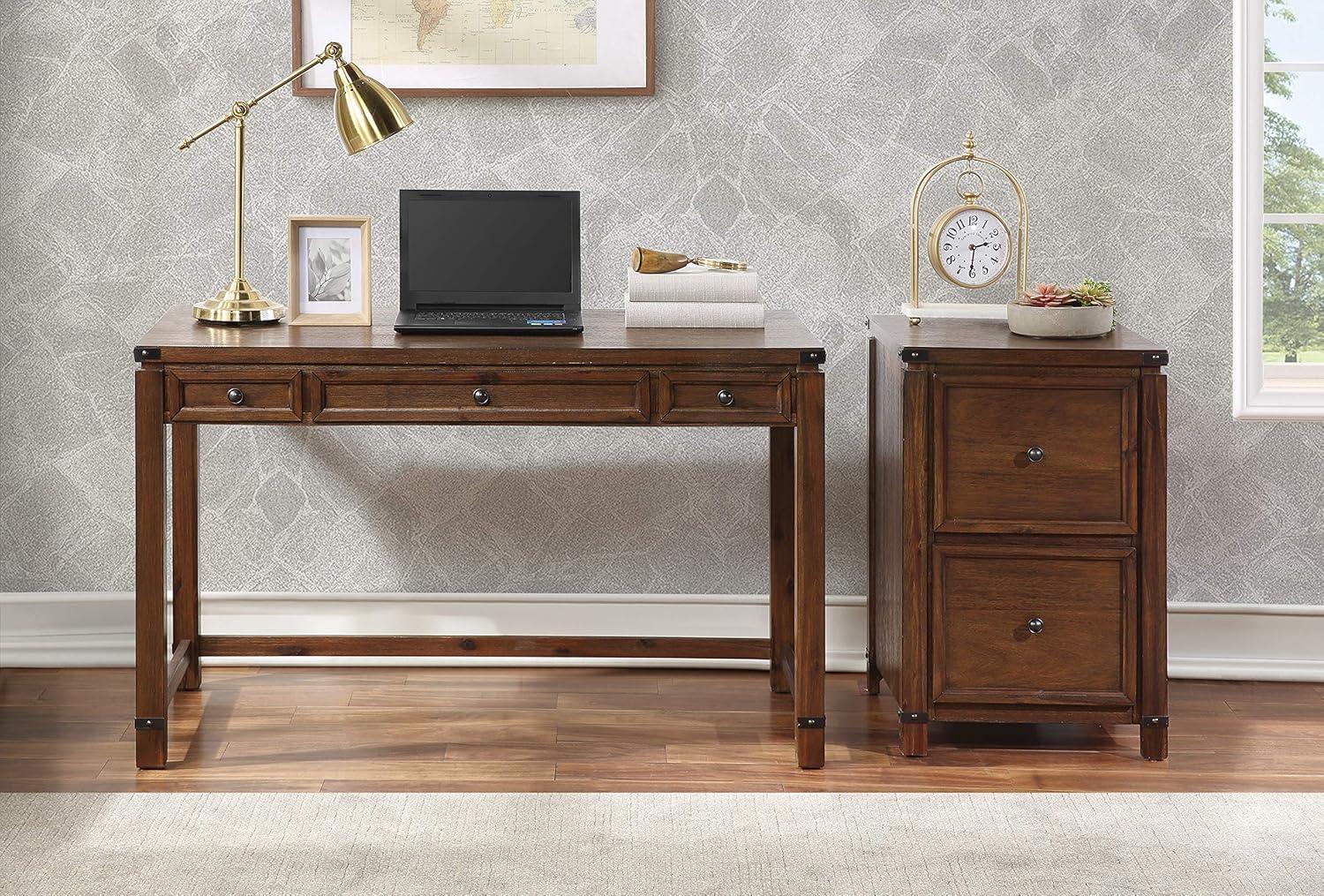 Baton Rouge Home Office Writing Desk in Brushed Walnut Finish Engineered Wood