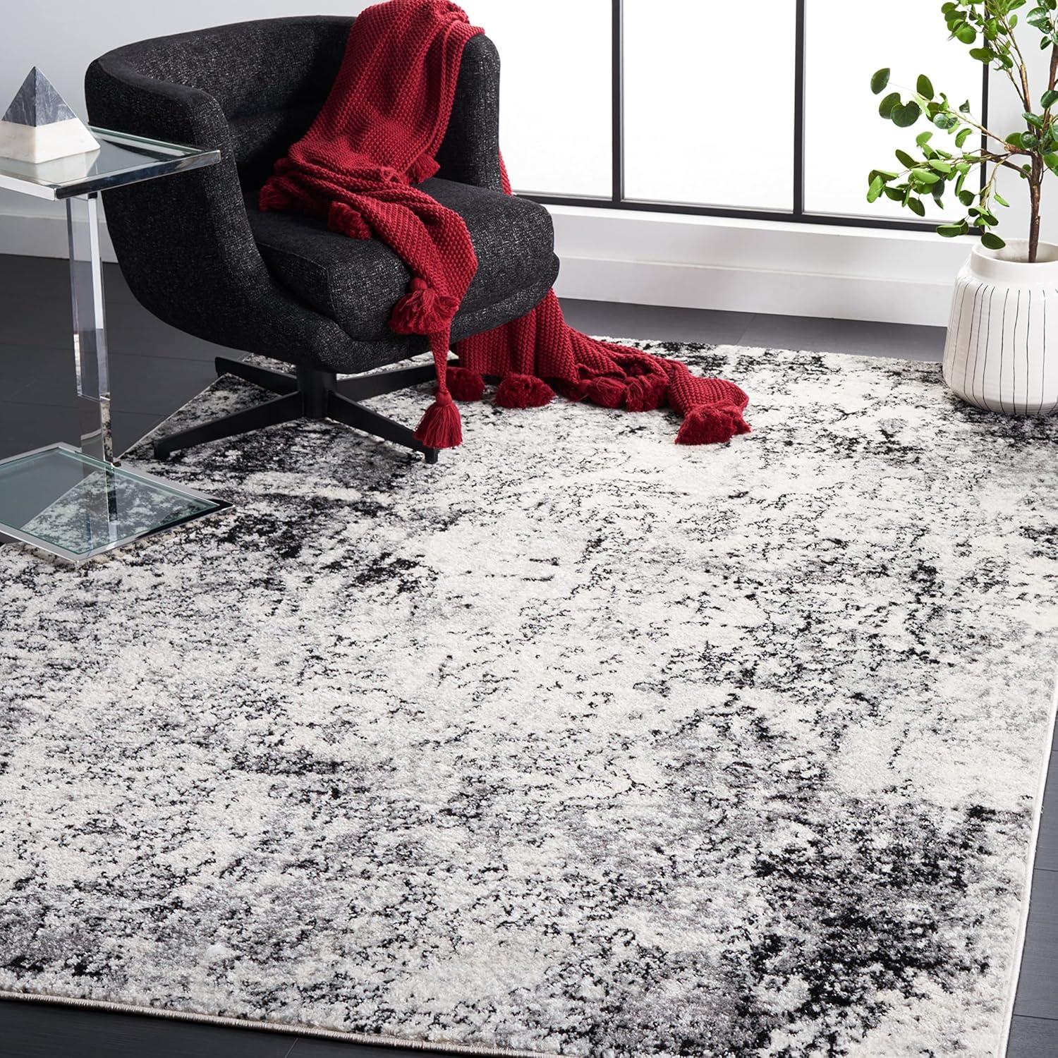 Tulum TUL284 Power Loomed Area Rug - Ivory/Black - 8'x10' - Safavieh.