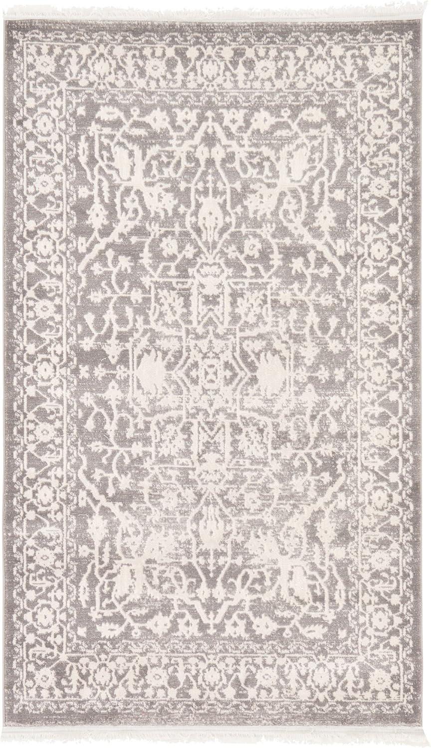 Unique Loom New Classical Collection Area Rug - Olympia (3' 3" x 5' 3" Rectangle Light Gray/Ivory)