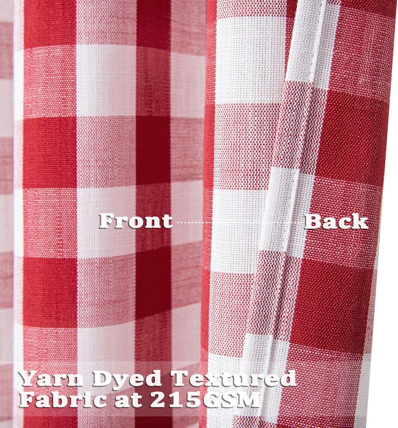 GlowSol Buffalo Plaid Curtain 84 inches Length Farmhouse Light Filtering Window Curtain Drapes for Living Room Bedroom, Red White, 2 Panels