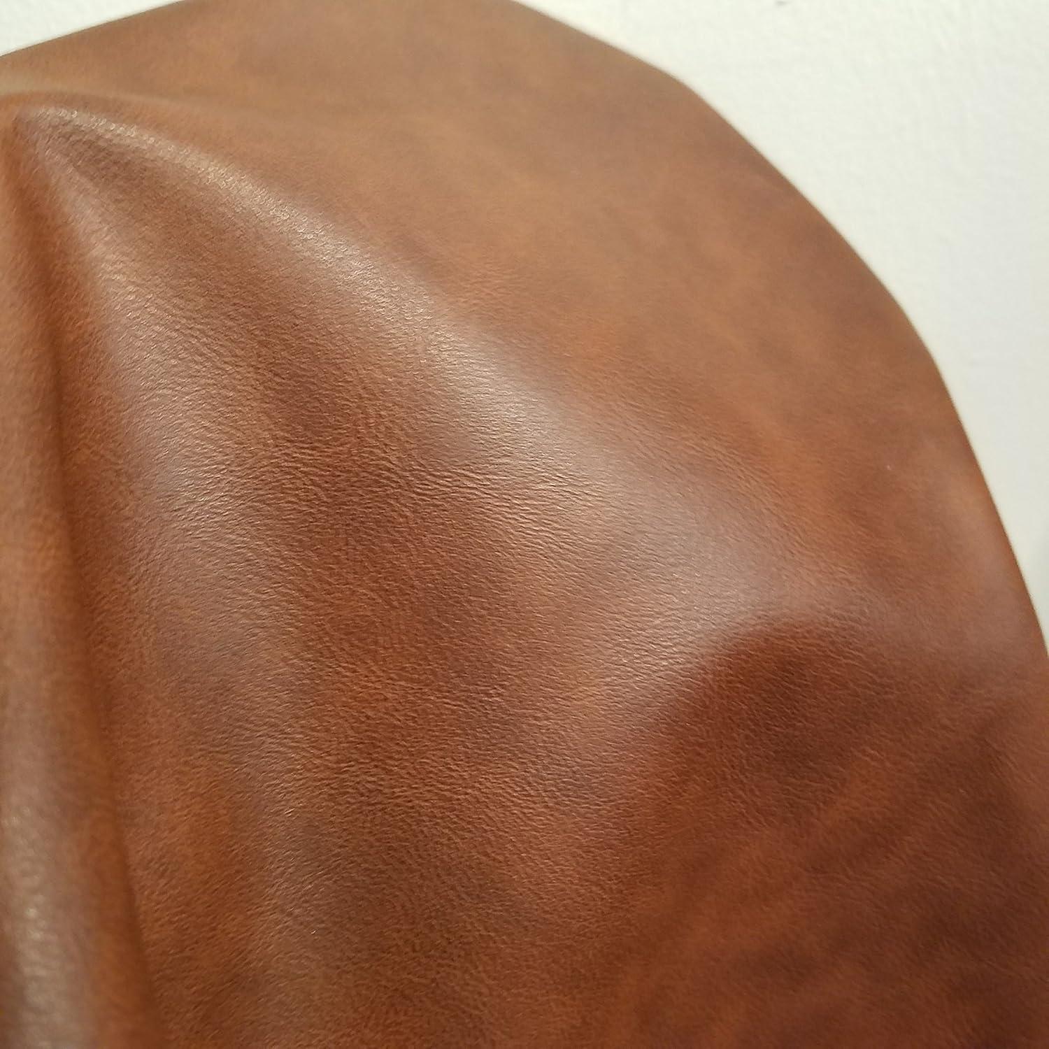 Cognac Brown Soft Faux Vegan Leather Upholstery Fabric