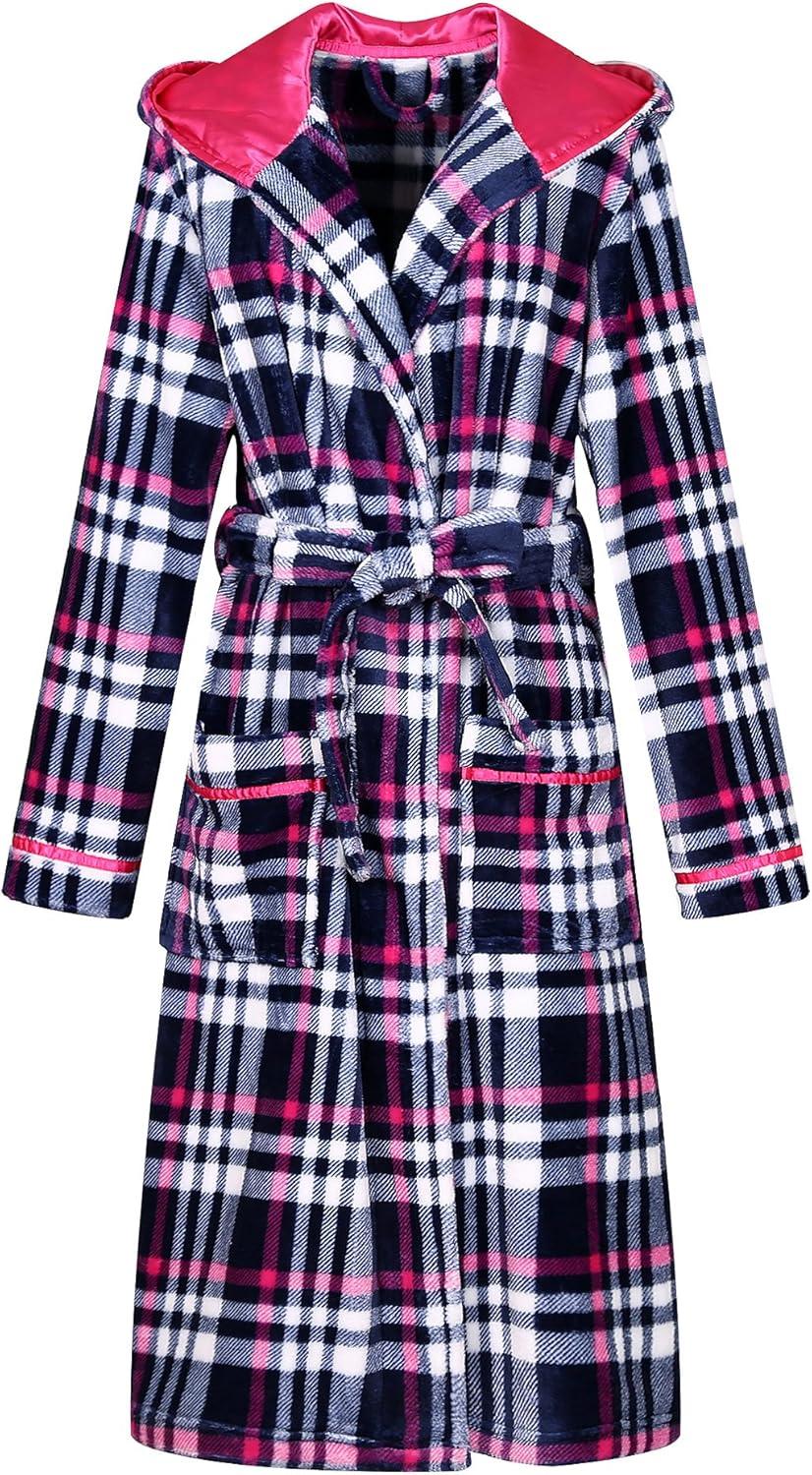 Richie House Women's Plaid Fleece Bathrobe Robe RHW2714-A-XL