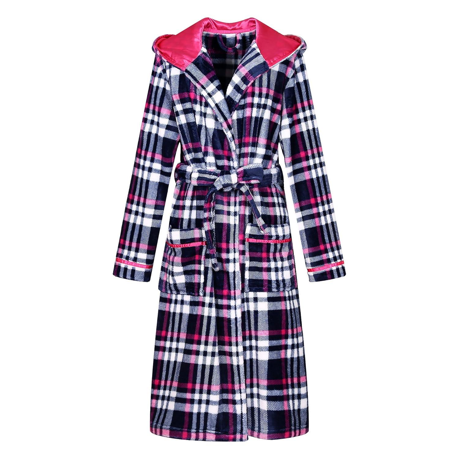 Richie House Women's Plaid Fleece Bathrobe Robe RHW2714-A-XL
