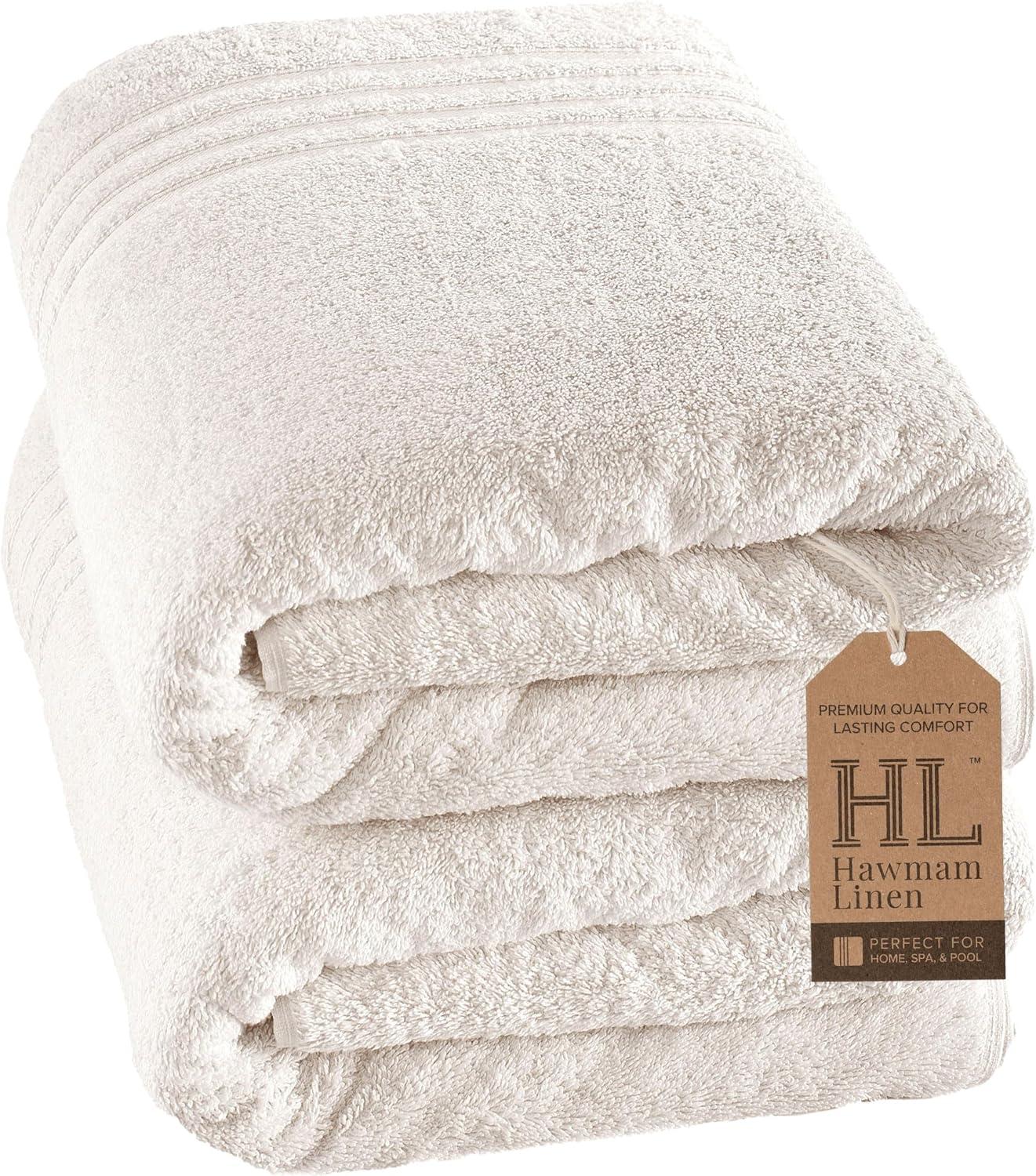 Jumbo Large Bath Sheets Towels 2 Pack Soft and Absorbent, 100% Cotton Towels (Sea Salt, Bath Sheet)
