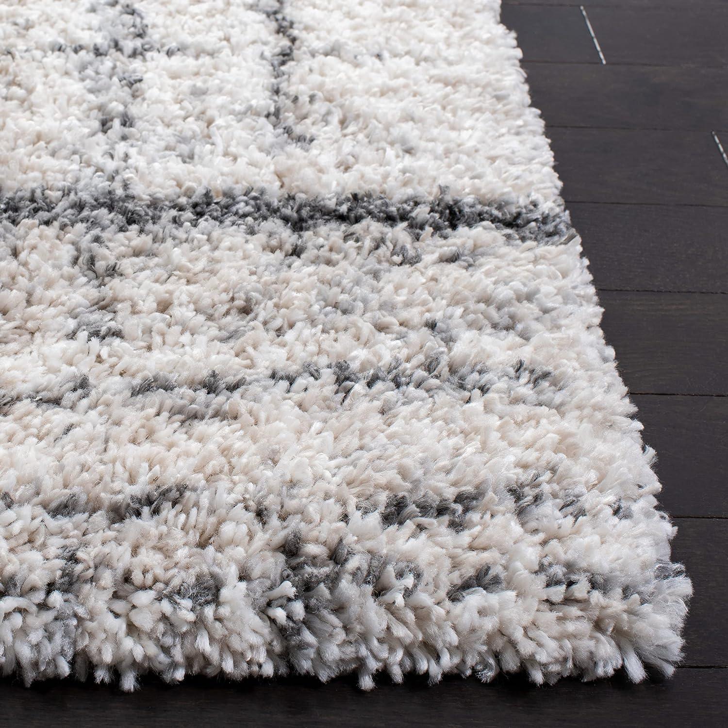 Fontana Shag FNT855 Power Loomed Area Rug - Ivory/Grey - 5'3"x5'3" - Safavieh.
