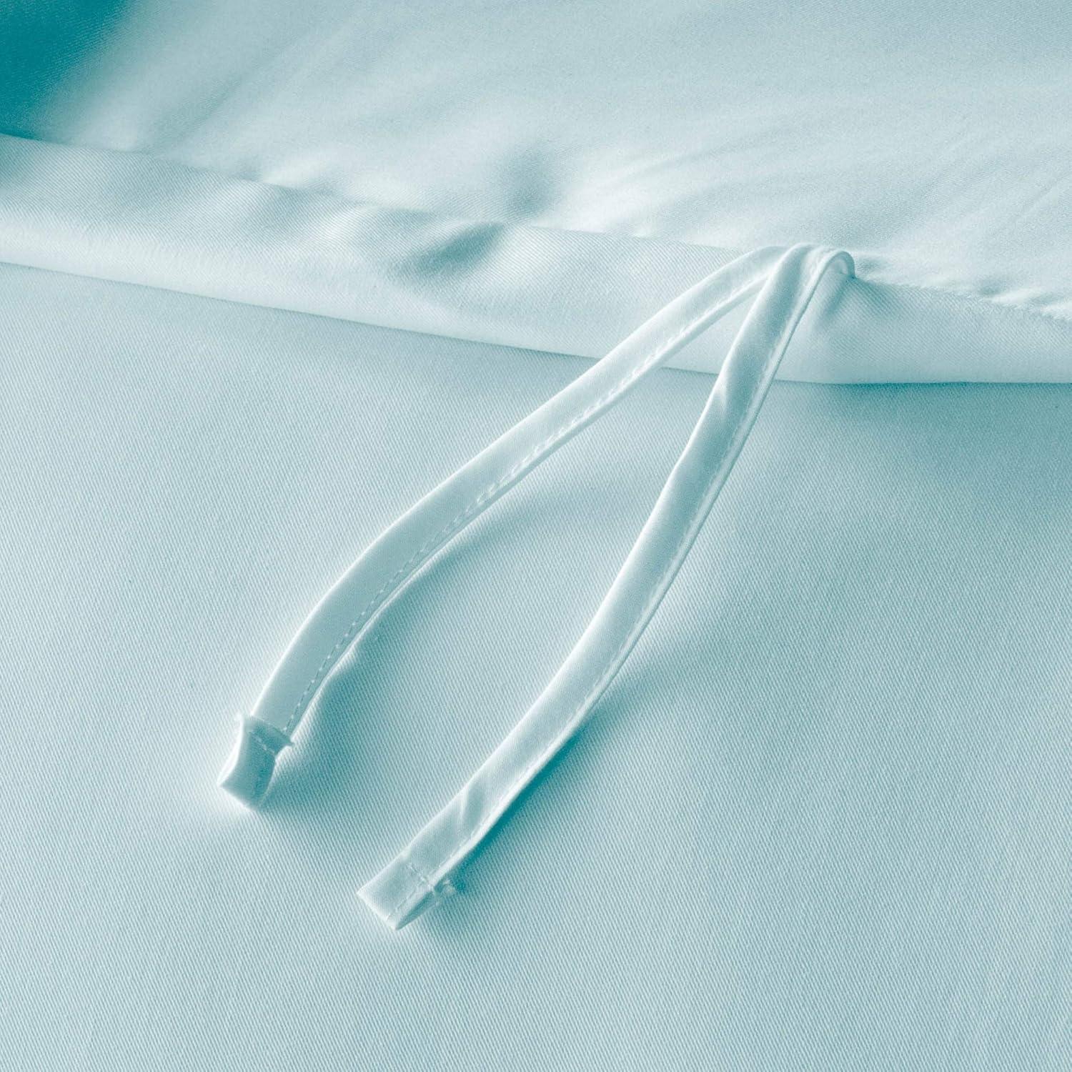 Oversized Queen Light Blue Bamboo Rayon Duvet Cover Set