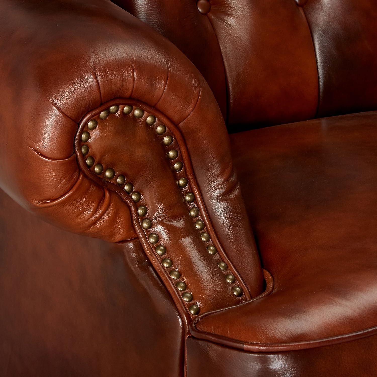 Coaster Victoria Leather Tufted Upholstery Loveseat in Brown