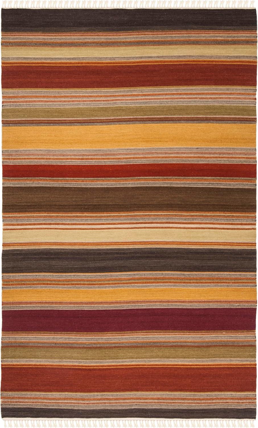 Striped Kilim STK315 Hand Woven Indoor Area Rug - Gold - 4'x6' - Safavieh.