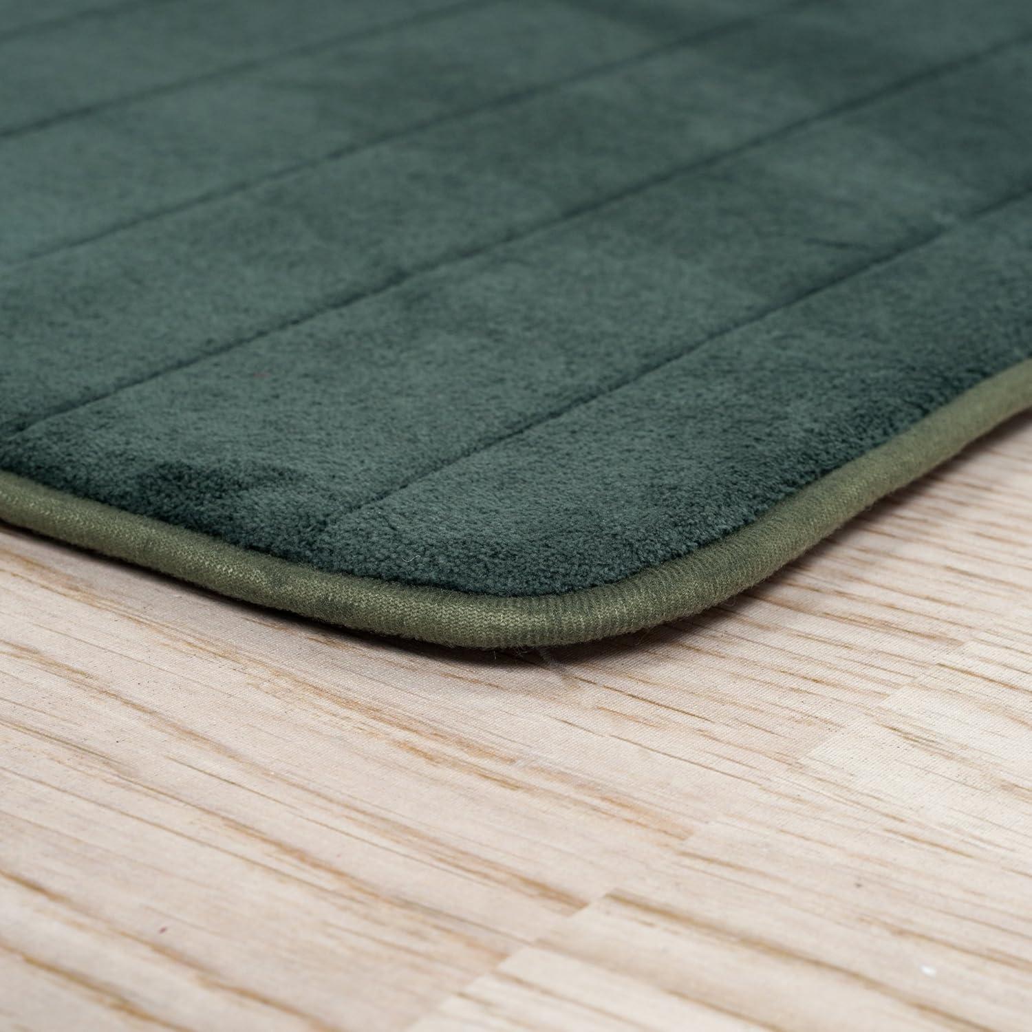 Lavish Home Bathroom Rugs - 2-Piece Memory Foam Bath Mats with Microfiber Top - Non-Slip Absorbent Rugs for Shower, Laundry, or Kitchen (Black)