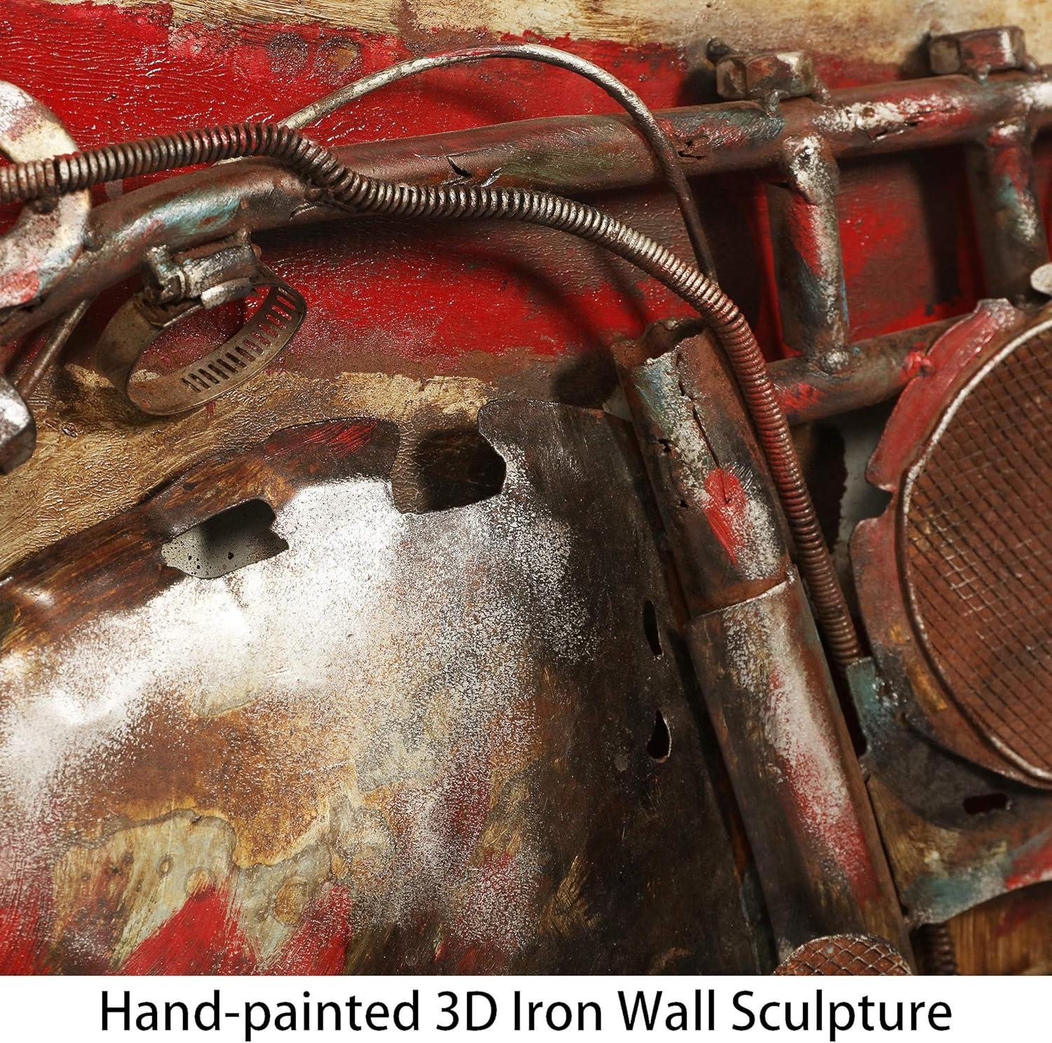 Empire Art Direct Motorcycle Wall Sculpture Mixed Media Iron Hand Painted Dimensional Wall Art