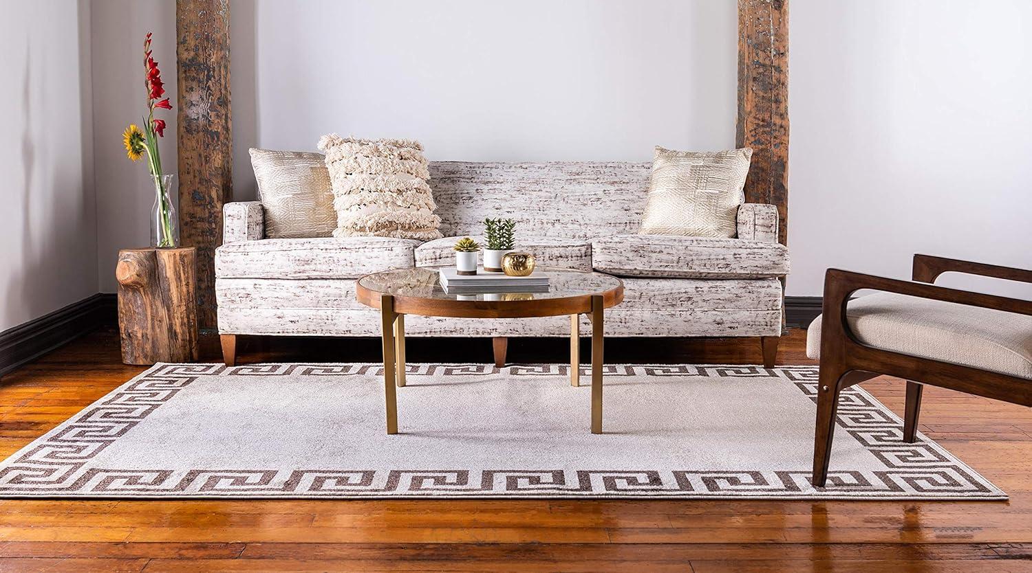 Unique Loom Athens Collection Area Rug - Modern (3' 1" x 5' 3" Rectangle Beige and Brown/Beige)