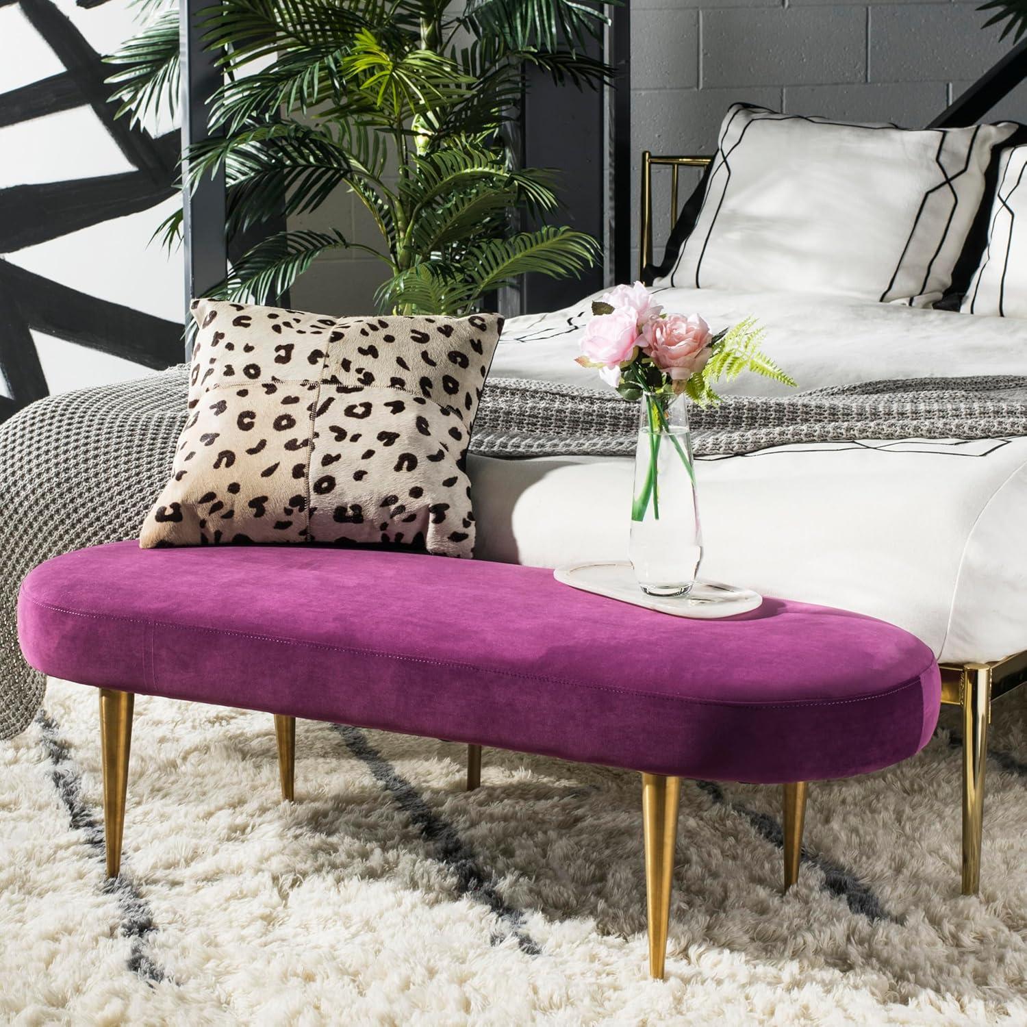 Corinne Oval Bench - SFV4704 - Plum/Gold - Safavieh Couture