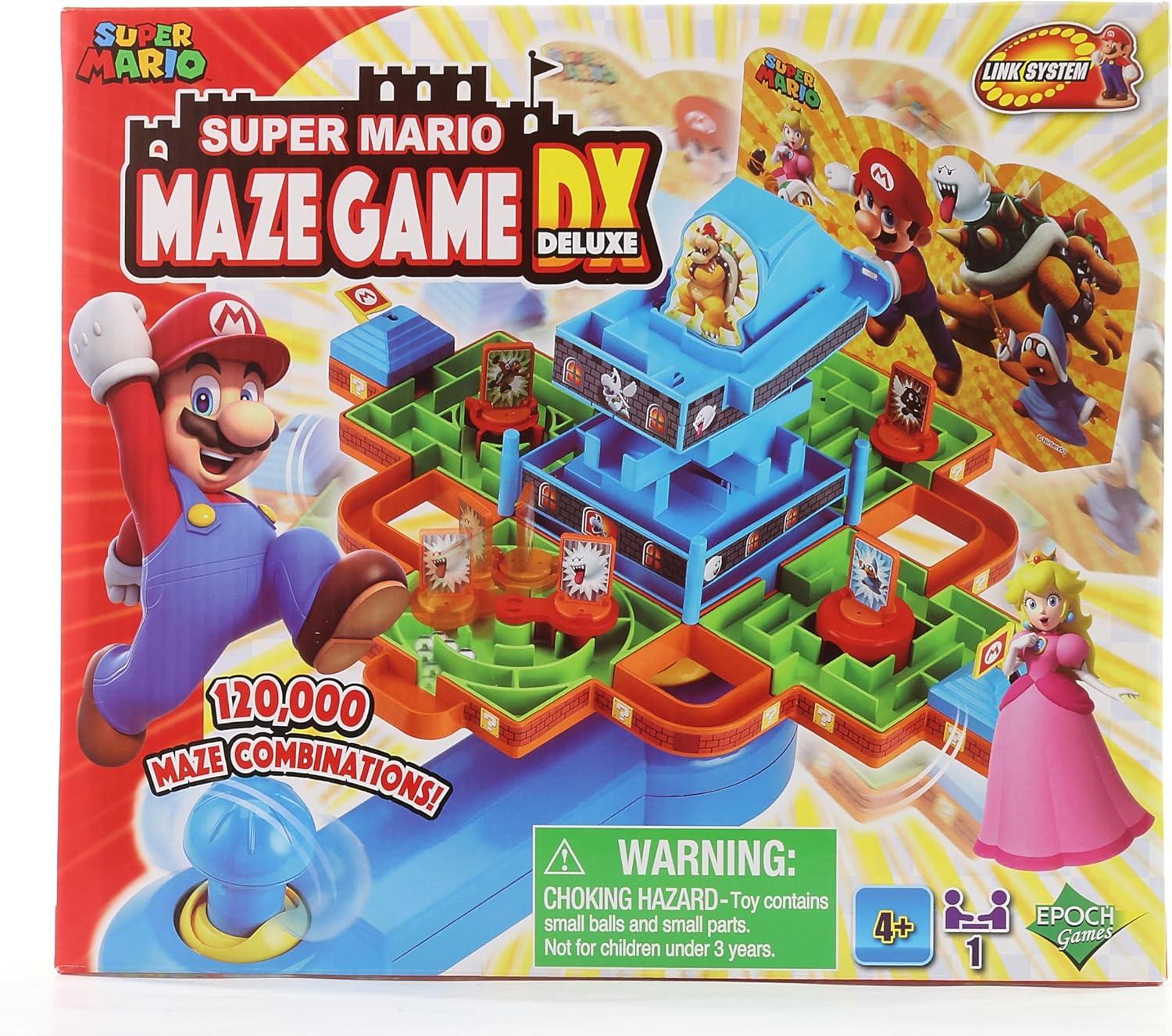 Epoch Games Super Mario Maze Game DX, Tabletop Skill and Action Game with Collectible Super Mario Action Figures