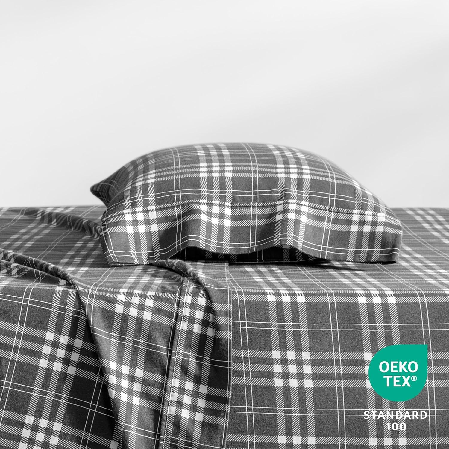 Bare Home Flannel Machine Woven Plaid Sheet Set