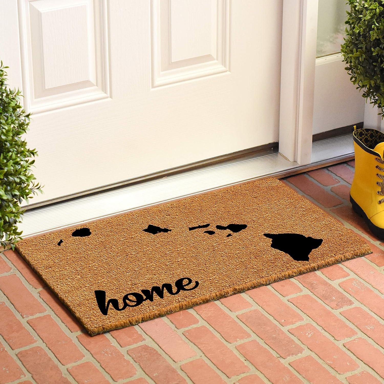 Natural Coir Rectangular 'Hello' Outdoor Doormat 18" x 30"