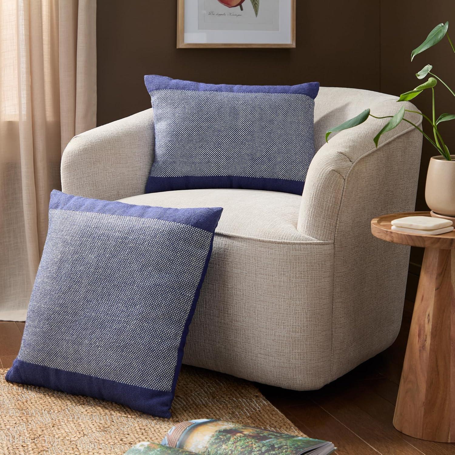 Town & Country Living TOWN & COUNTRY TERRA Alara Solid Border Indoor Outdoor Decorative Pillow 20"x20"