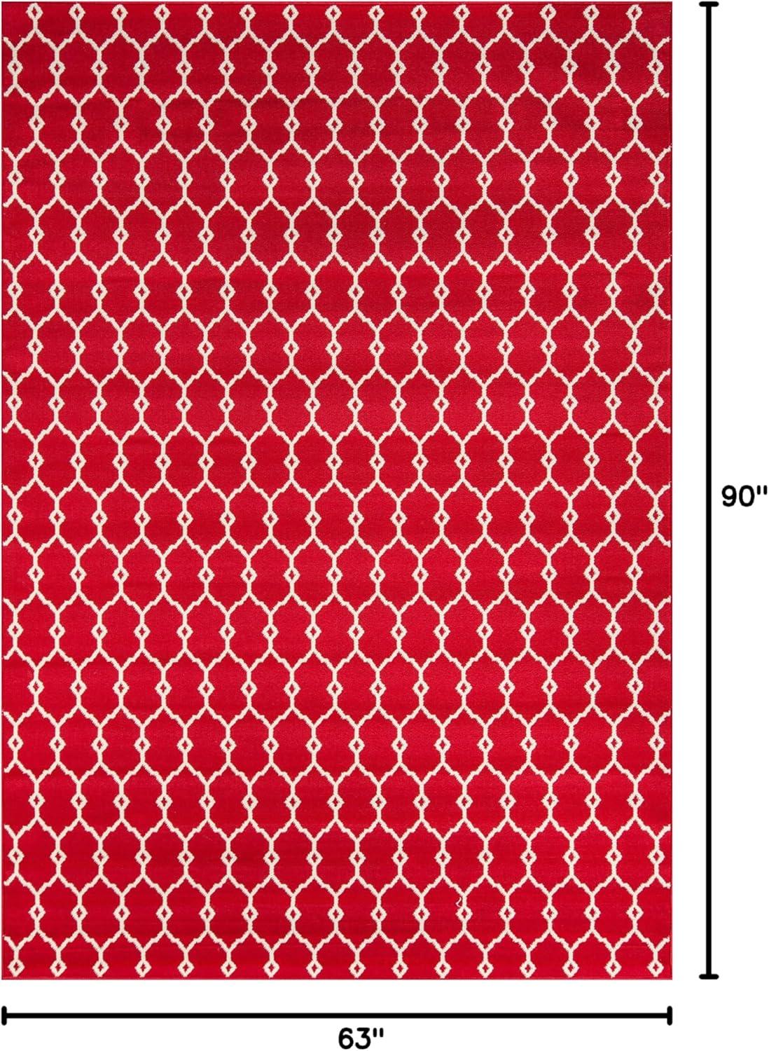 Momeni Rugs , Baja Collection Contemporary Indoor & Outdoor Area Rug, Easy to Clean, UV protected & Fade Resistant, 5'3" x 7'6", Red