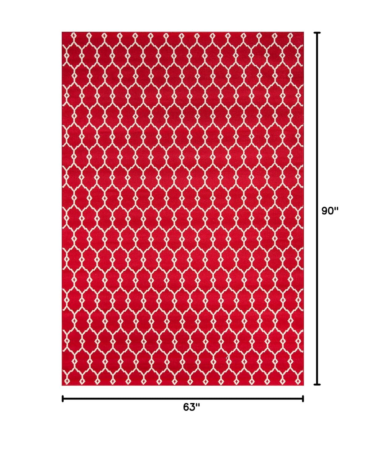 Momeni Rugs , Baja Collection Contemporary Indoor & Outdoor Area Rug, Easy to Clean, UV protected & Fade Resistant, 5'3" x 7'6", Red