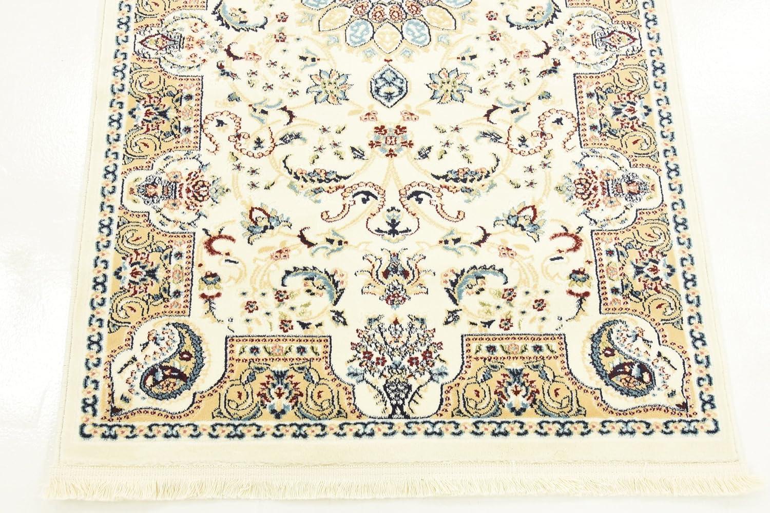 Rugs.com Rabia Collection Rug – 3' x 5' Ivory Low Rug Perfect For Entryways, Kitchens, Breakfast Nooks, Accent Pieces