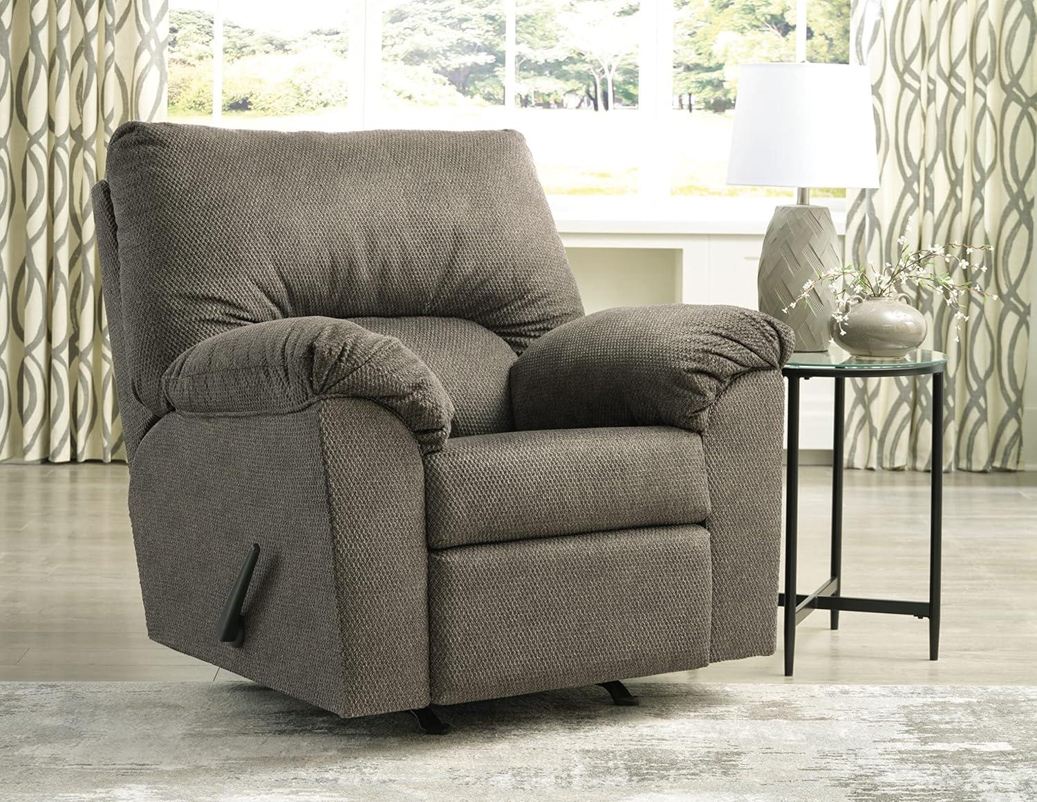 Brown Velvet Contemporary Recliner with Pillowtop Arms