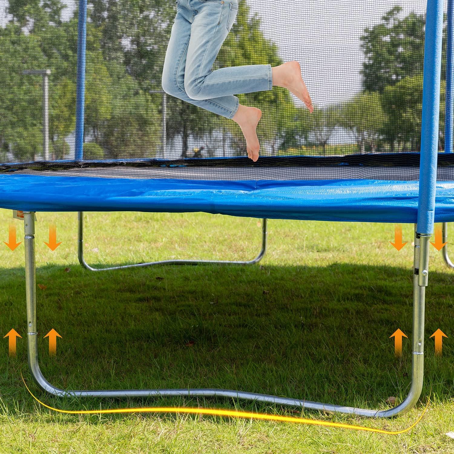 Trampoline, 14FT Trampoline with Safety Enclosure Net, Trampoline Outdoor with Ladder, Heavy Duty Jumping Mat and Spring Cover Padding for Kids and Adults