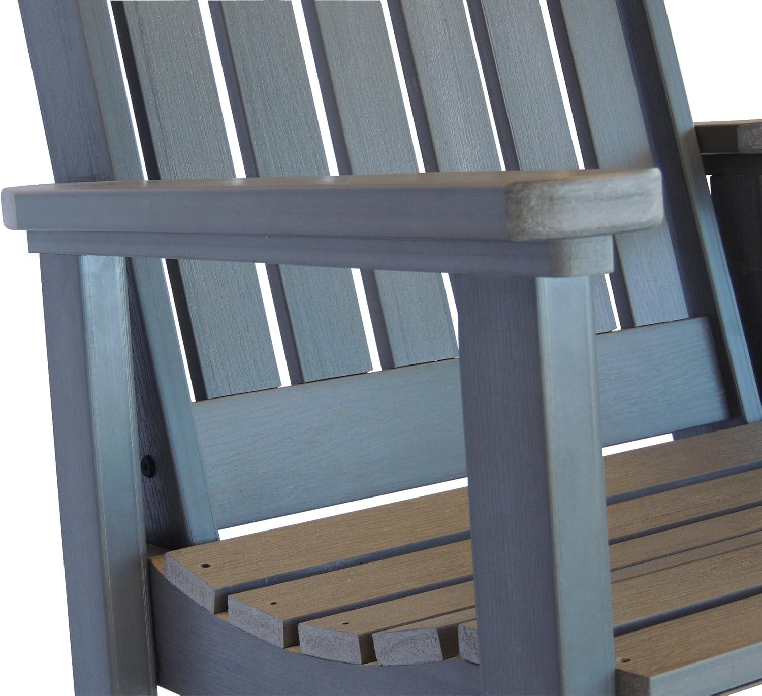 Coastal Teak Gray Outdoor Rocking Chair with Arms