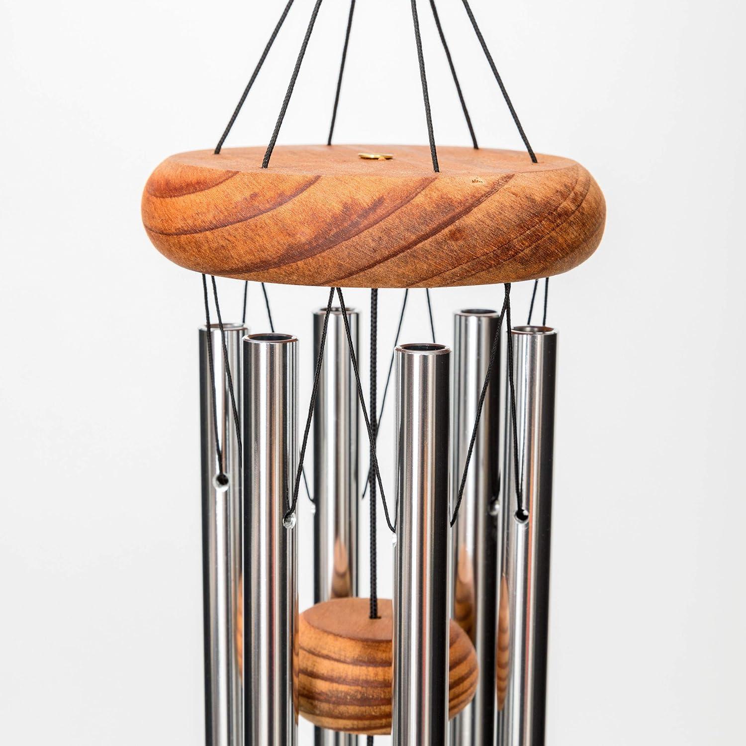 Festival 18" Silver Redwood Wind Chime with Anodized Aluminum Tubes