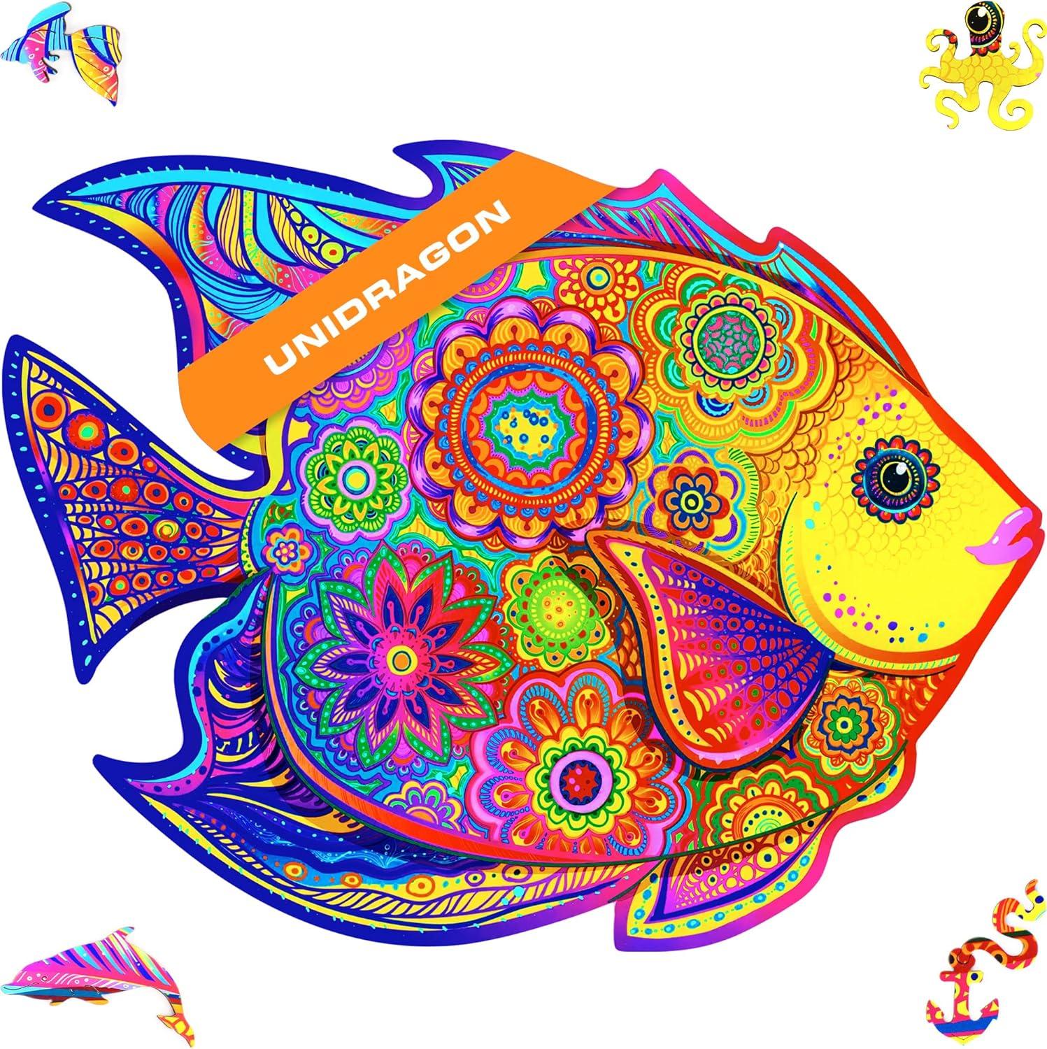 UNIDRAGON Shining Fish Wooden Jigsaw Puzzle S size 106 Pieces