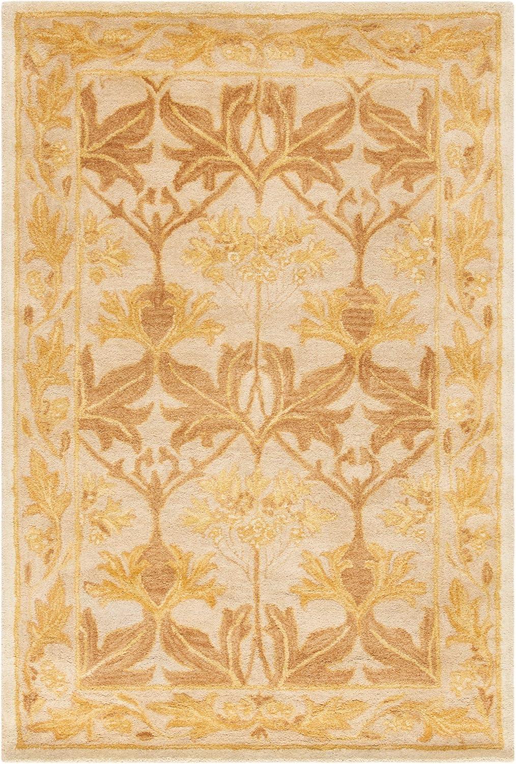 Elegant Ivory and Gold 4' x 6' Hand-Tufted Wool Area Rug