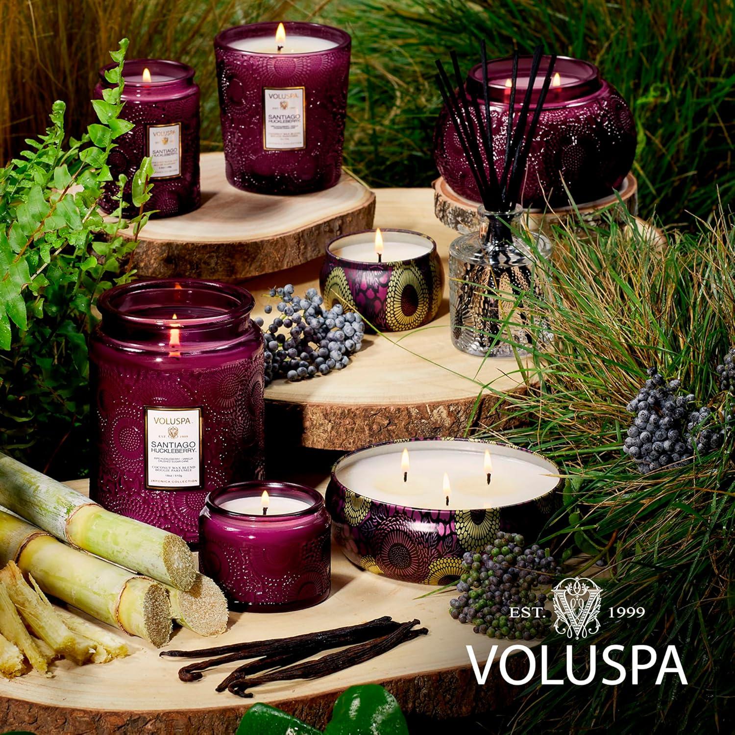 Voluspa Santiago Huckleberry Large Embossed Glass Jar Candle (18 Ounces)